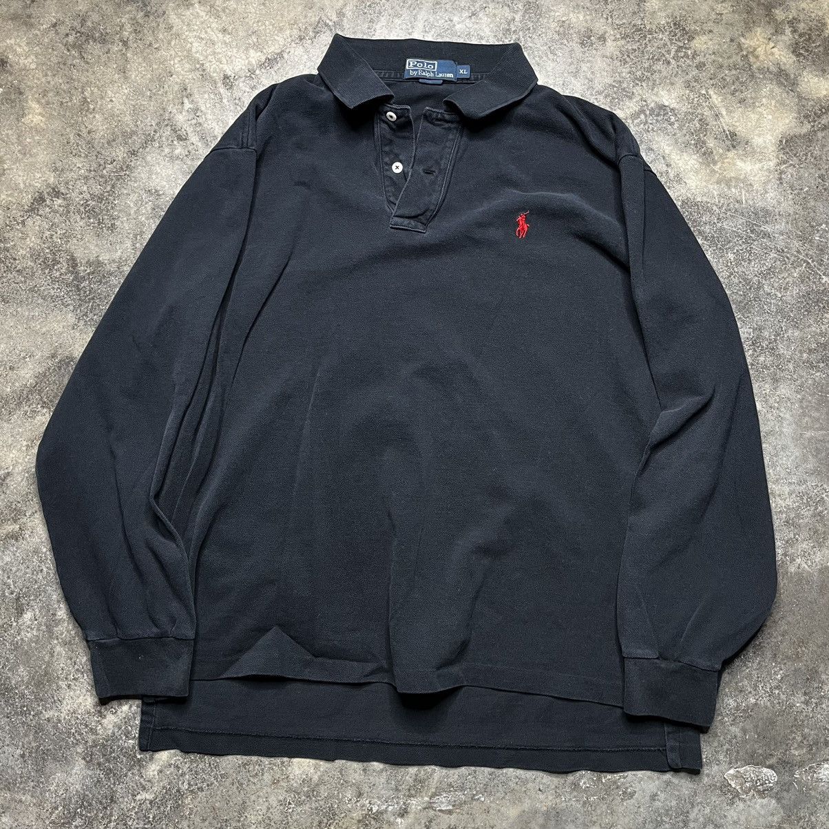 Vintage vintage black longsleeve ralph lauren polo shirt Size US XL / EU 56 / 4 - 2 Thumbnail