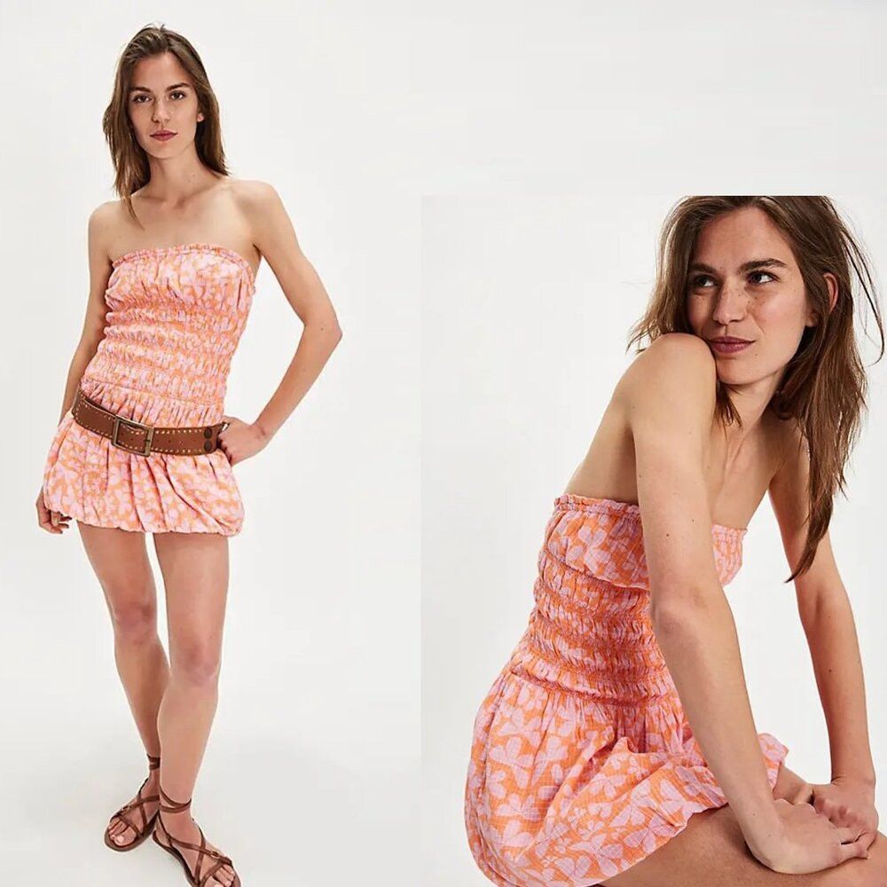 Free People NWT New $108 Free People Annalise Shell Coral Combo Mini Dr Size XL / US 12-14 / IT 48-50 - 1 Thumbnail