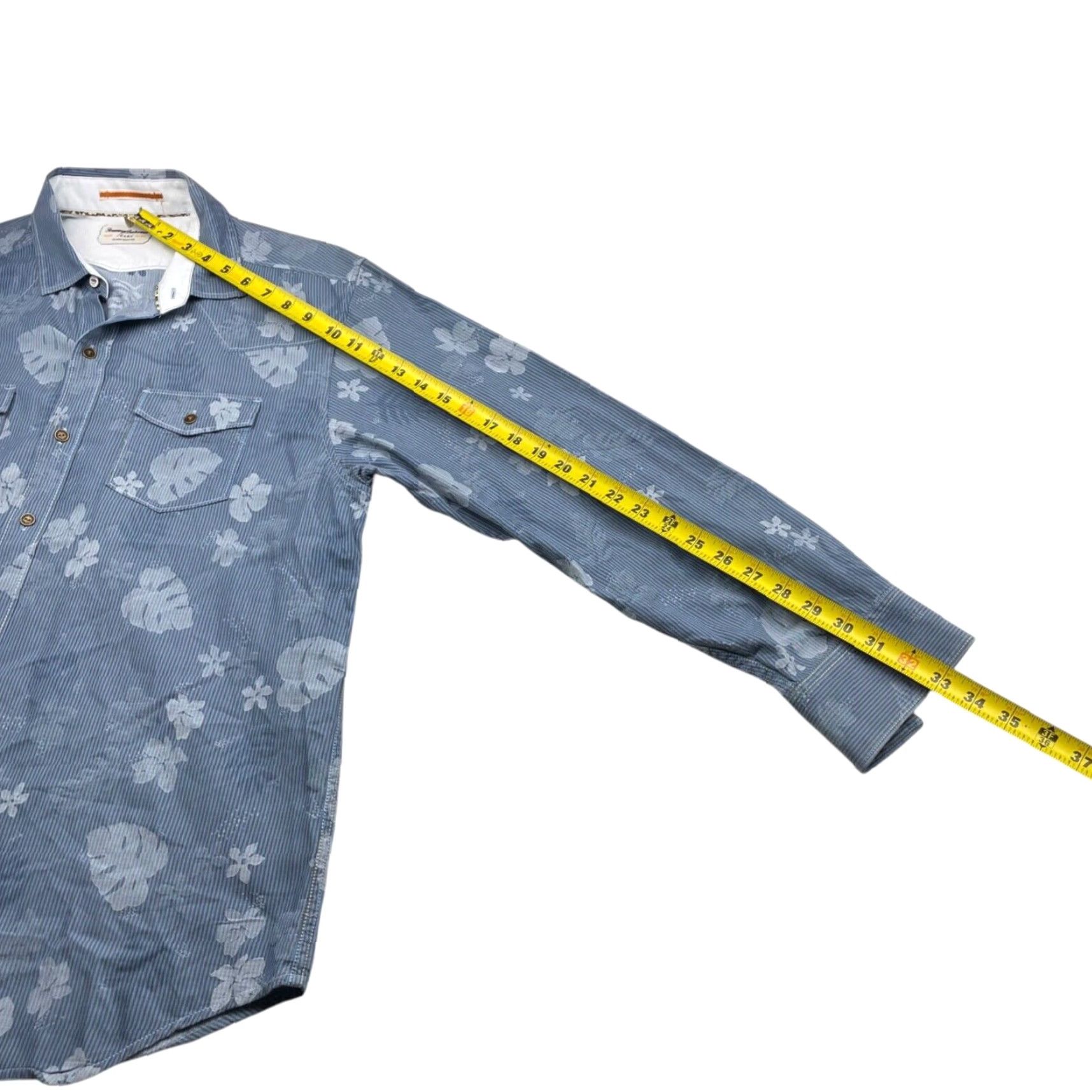 Tommy Bahama Tommy Bahama Jeans Men's Button Shirt Blue Floral Stripe 100% Cotton Medium Size US M / EU 48-50 / 2 - 6 Thumbnail