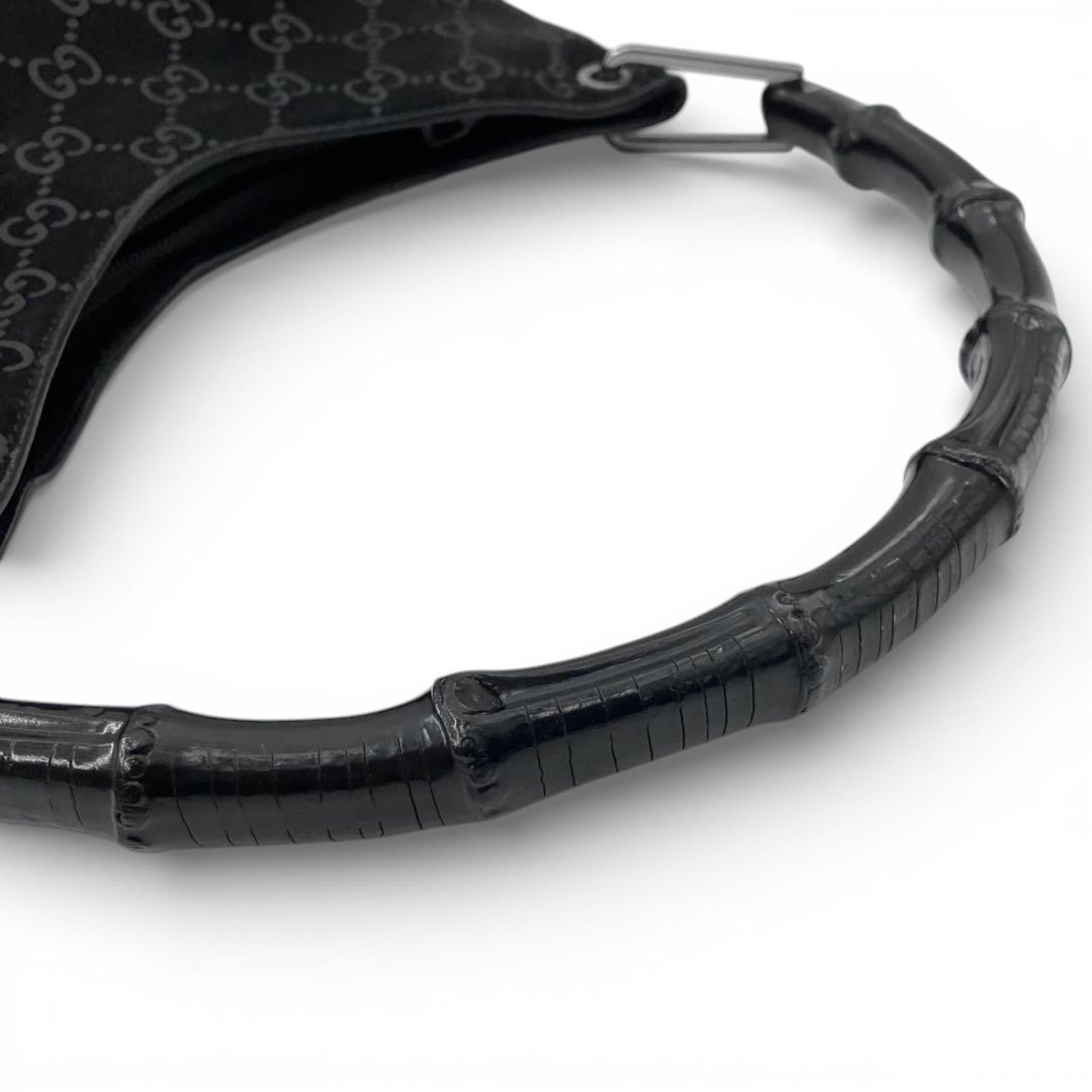 Gucci Gucci - Black GG Canvas Bamboo Handle Shoulder Bag Size ONE SIZE - 7 Thumbnail
