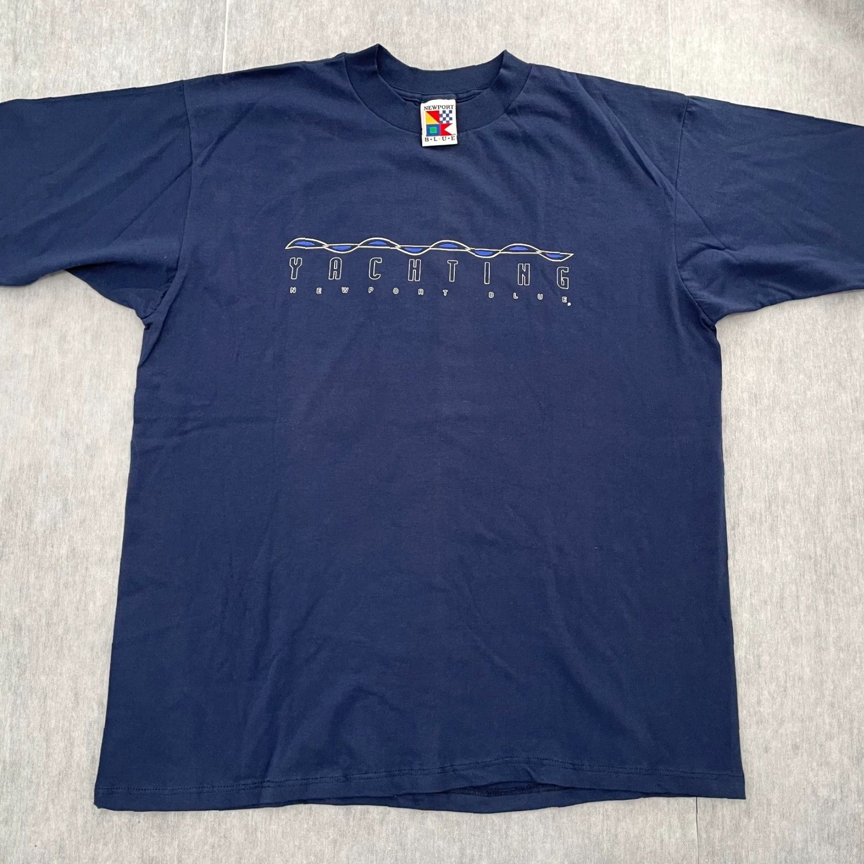 Vintage VINTAGE Newport Blue Graphic T-Shirt Adult XL Solid Blue Art 90s Mens Size US XL / EU 56 / 4 - 2 Thumbnail