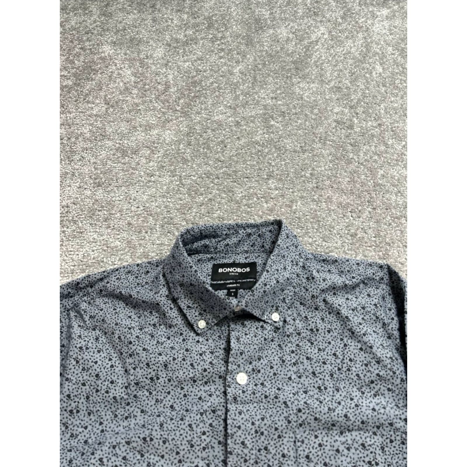 Bonobos Bonobos Shirt Men Small Gray Micro Floral Print Stretch Standard Fit Button Down Size US S / EU 44-46 / 1 - 3 Thumbnail