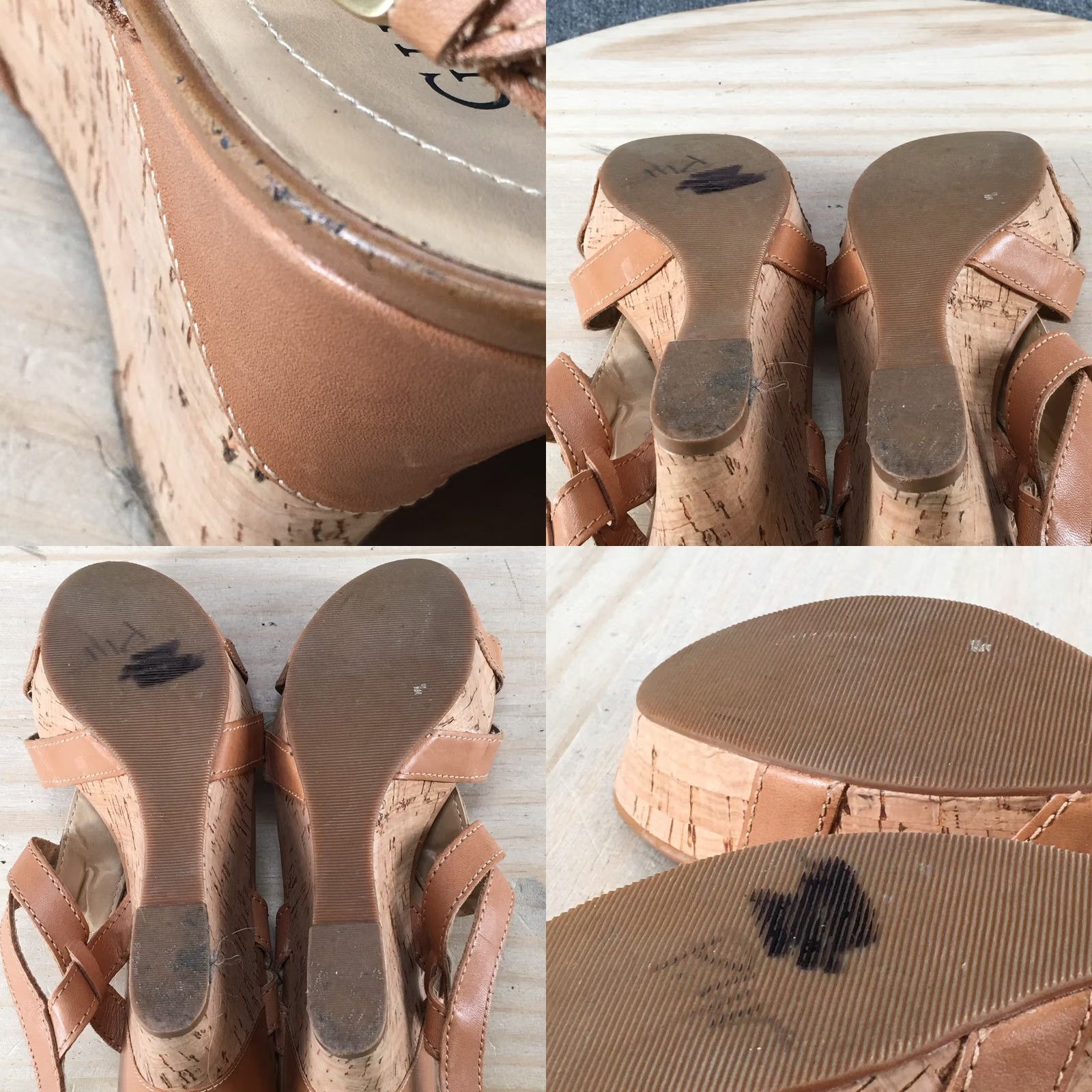 Guess Guess Heels Womens 10 M Wglair Wedge Platform Cork Brown Leather Buckle Strap Shoes Size US 10 / IT 40 - 9 Thumbnail