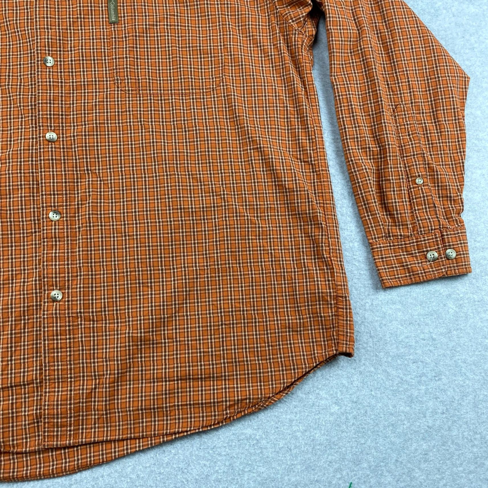 Vintage Columbia Button-Down Shirt Mens 2XL Orange Gingham Plaid Long Sleeve Pocket Button-Up Casual Modern Size US XXL / EU 58 / 5 - 4 Thumbnail
