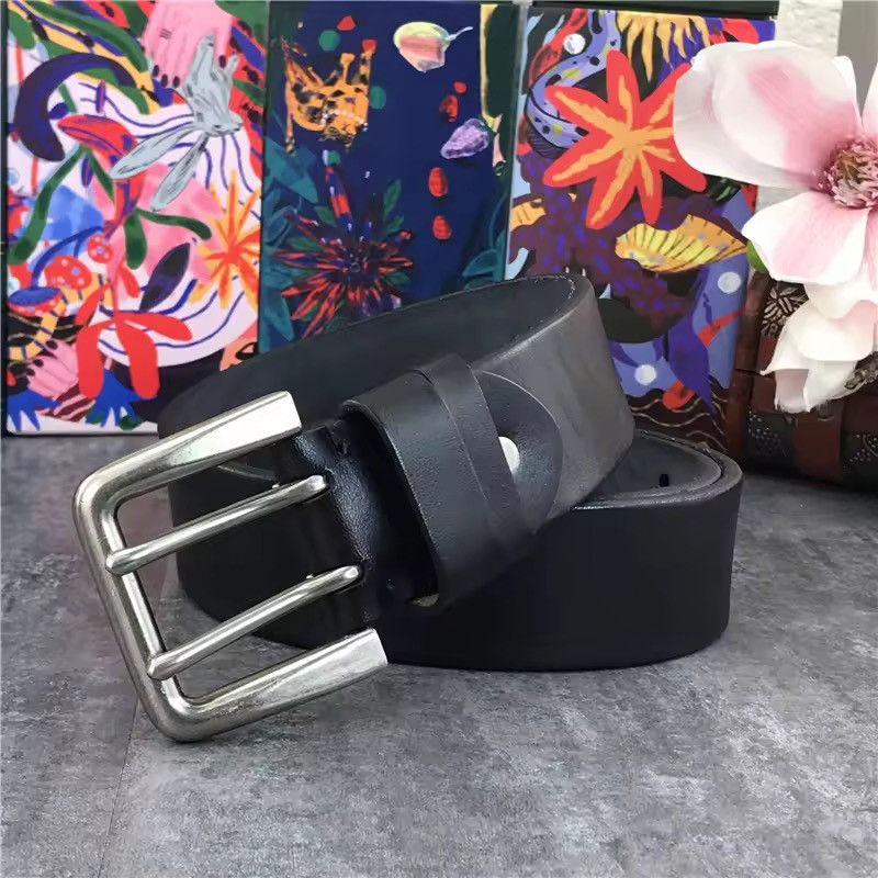 Genuine Leather Super Wide 4.2 CM Thick Genuine Leather Double Buckle Belt Size ONE SIZE - 3 Thumbnail