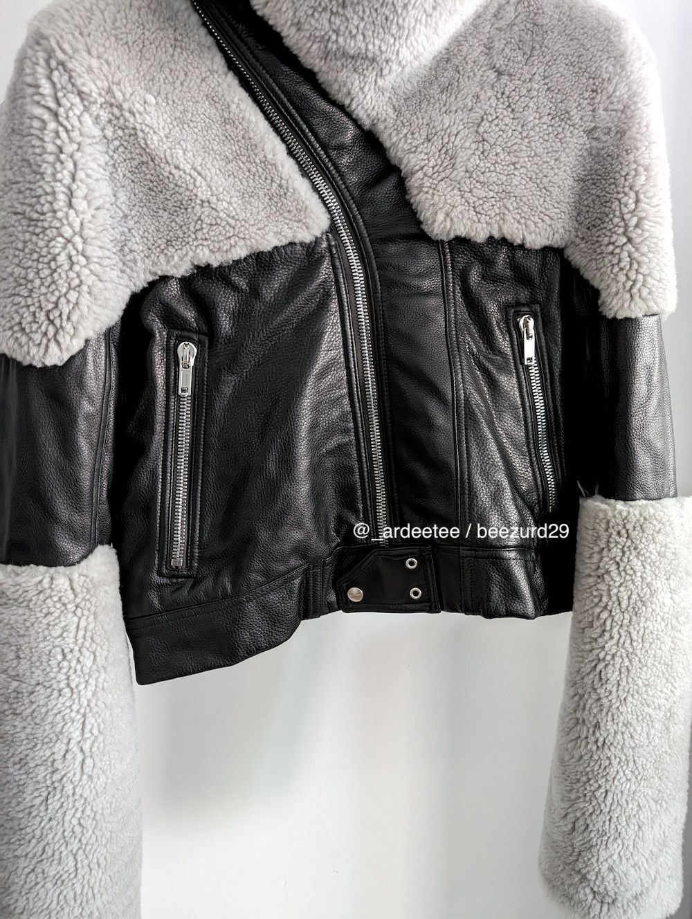 Rick Owens 💥*NEW* KEITH SHEARLING JACKET PERFORMA/STROBE BLACK/PEARL Size US M / EU 48-50 / 2 - 10 Thumbnail