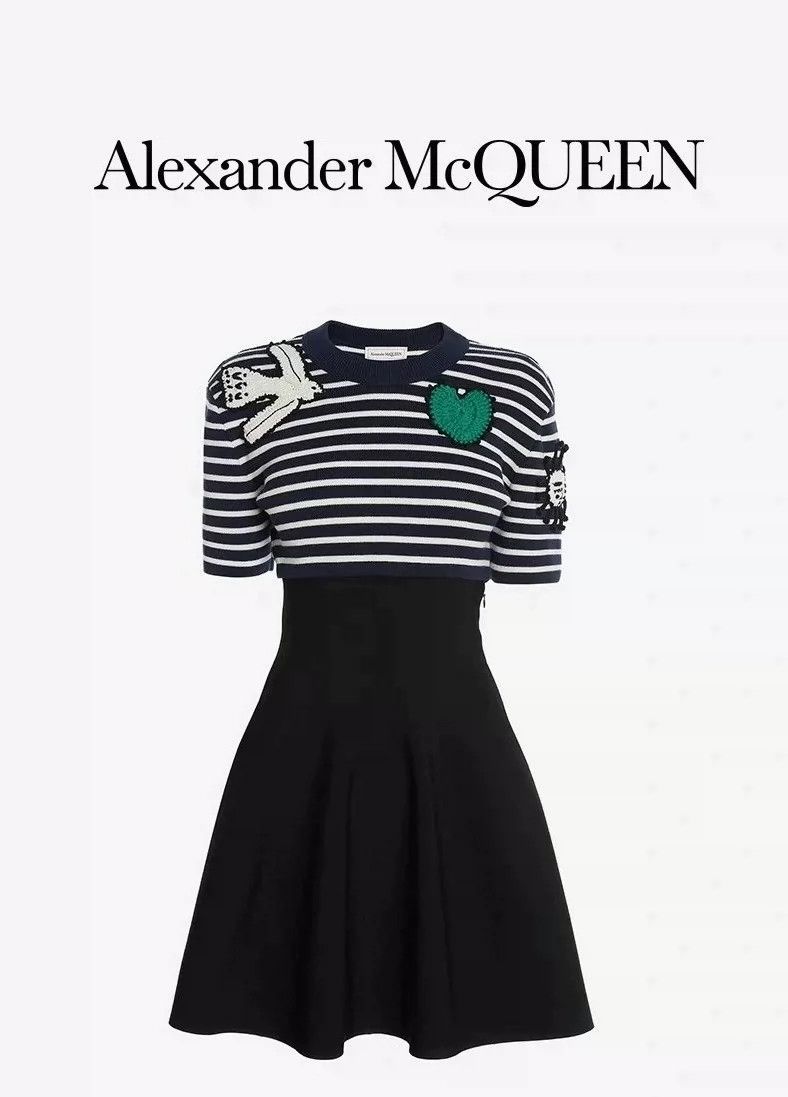 Alexander McQueen Alexander McQueen Striped Wool Blend Dress- DMC Size US L / EU 52-54 / 3 - 1 Thumbnail