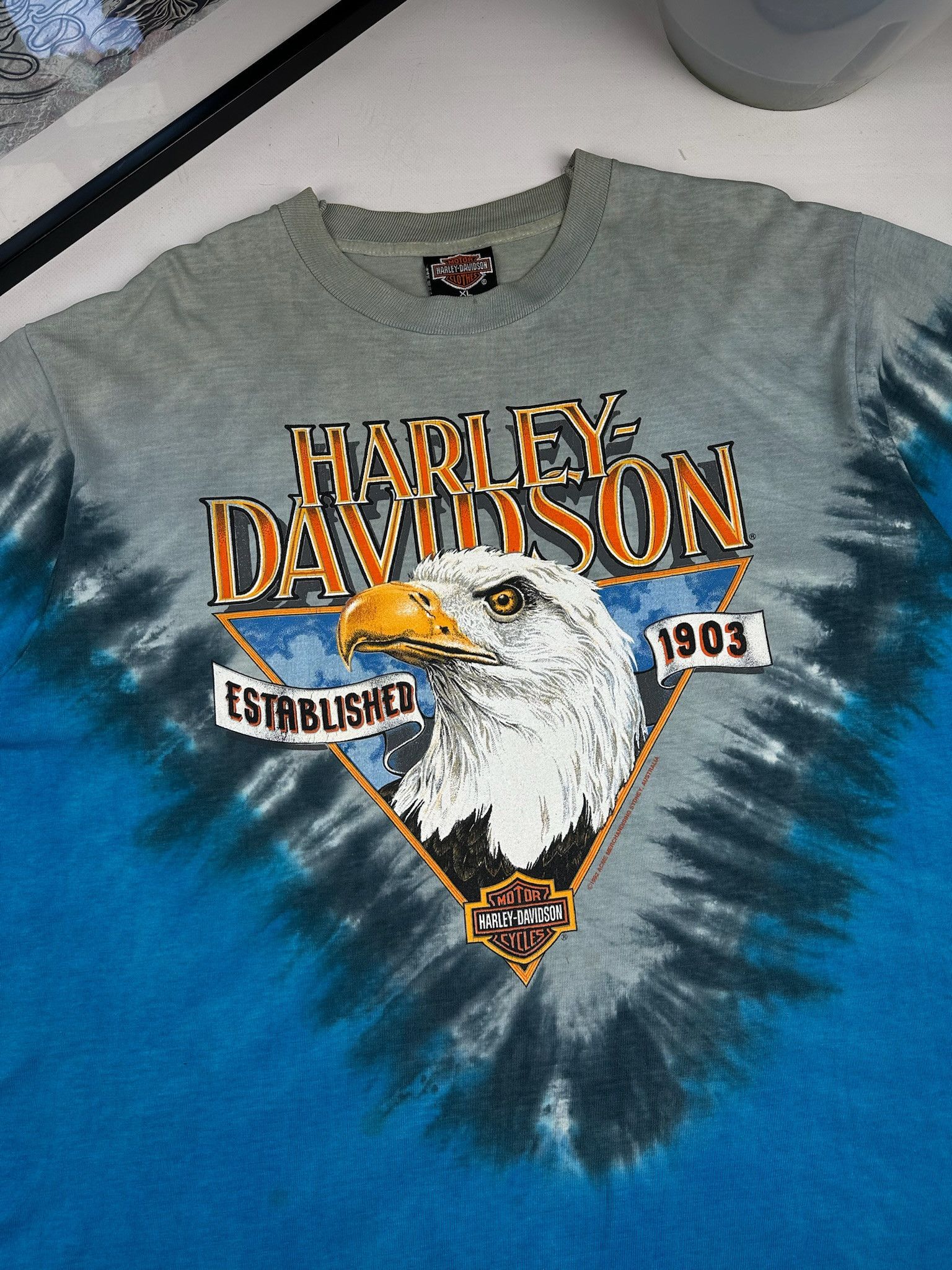 Harley Davidson Harley Davidson vintage t shirt 1992 eagle Size US XL / EU 56 / 4 - 2 Thumbnail
