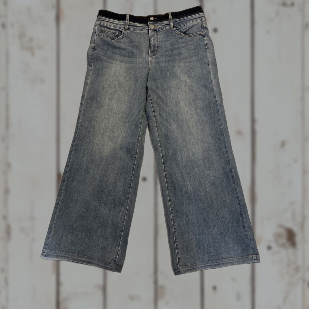 NYDJ VINTAGE NYDJ Jeans Women's Wide Leg High Rise Lift X Tuck Size 16 Blue Stretch Denim Size 38" / US 16 / IT 52 - 1 Thumbnail