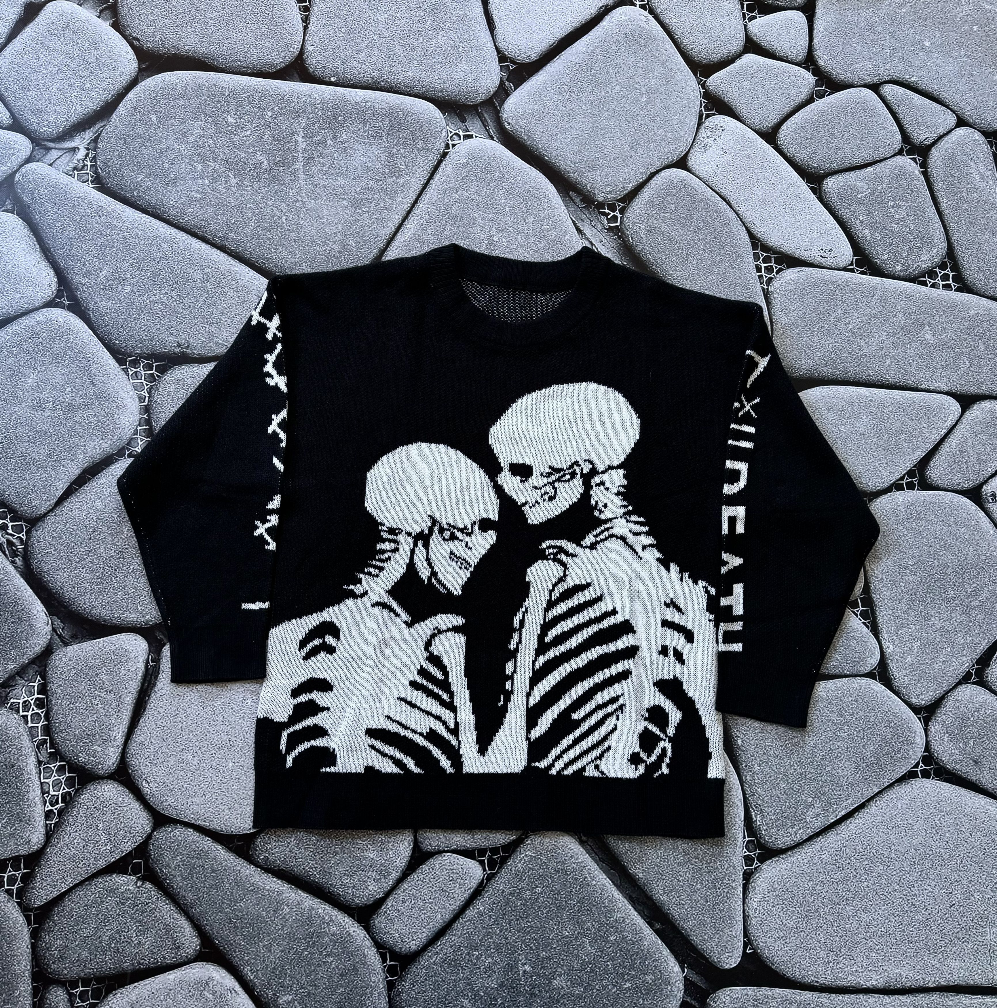 VINTAGE SKELETON KNITTED OVERSIZED SWEATER OPIUM Y2K