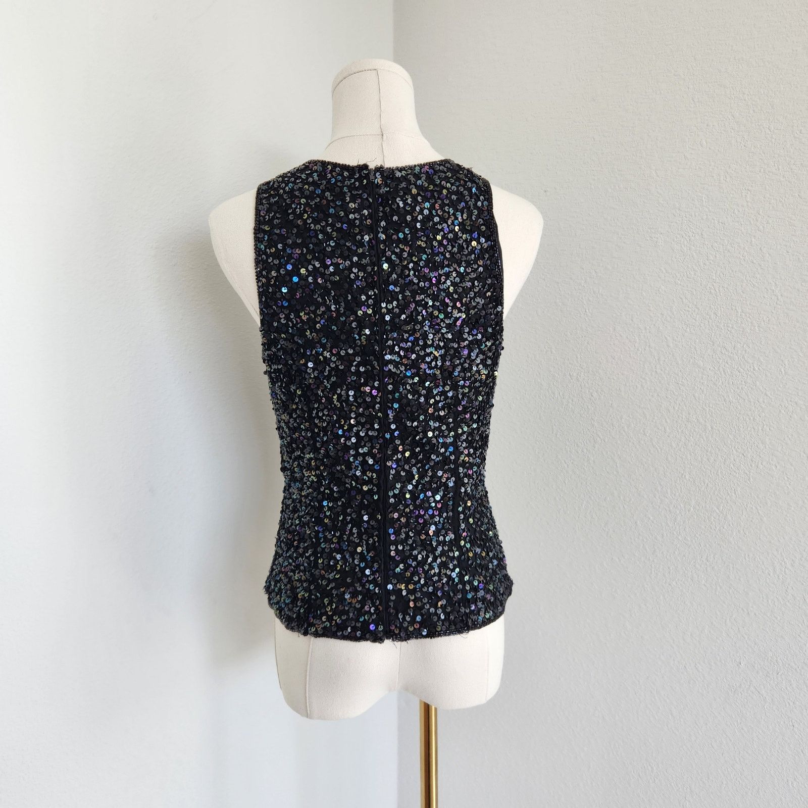Vintage Vintage Black Iridescant Sequin Silk Embroidered Blouse S Size S / US 4 / IT 40 - 7 Thumbnail
