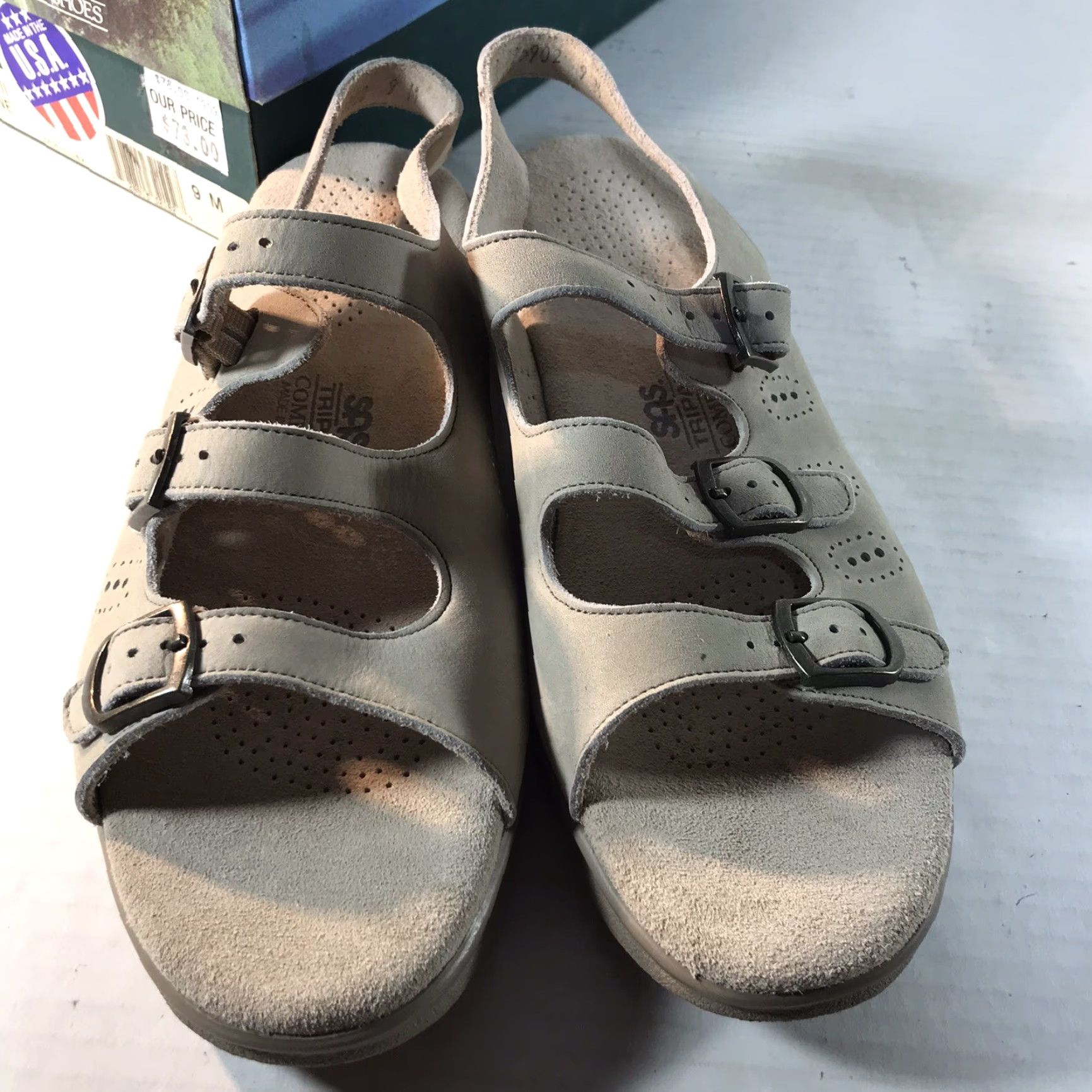 SAS VINTAGE SAS Tripad Leather Sandals Women's Size 9M Casual Comfort Wedge Slip-On US Made Size US 9 / IT 39 - 5 Thumbnail