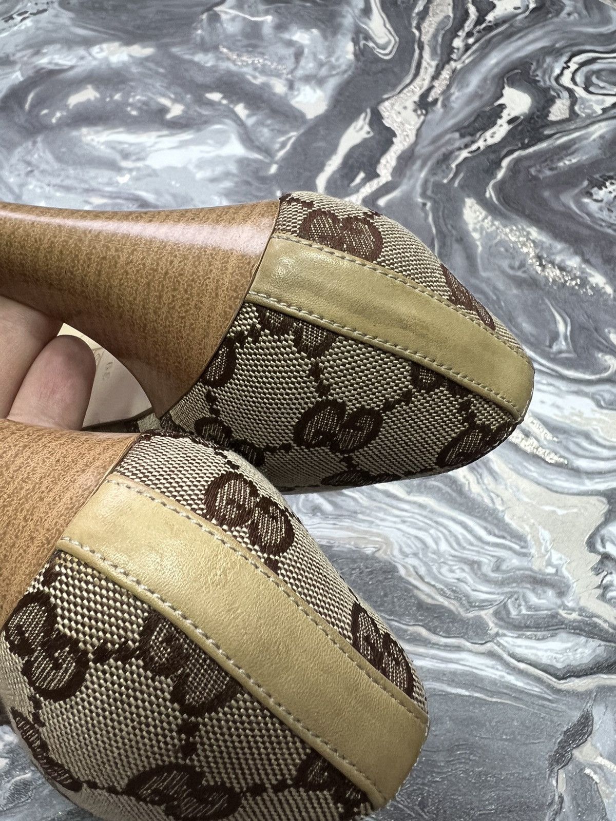 Gucci Vintage Gucci GG Monogram Heels horsebit Size US 9 / IT 39 - 7 Thumbnail