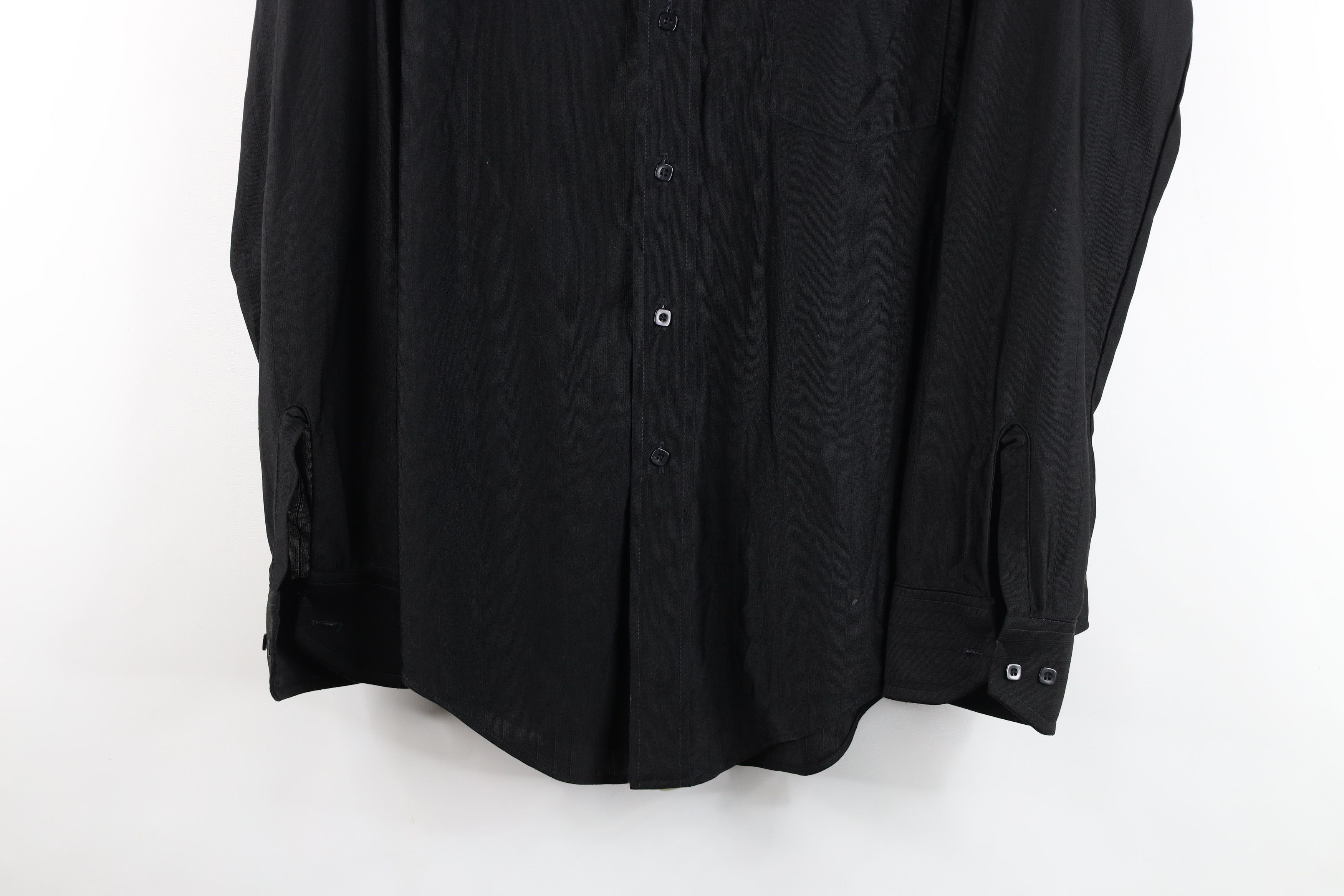 Vintage Vintage 70s Streetwear Knit Collared Button Shirt Black USA Size US M / EU 48-50 / 2 - 3 Thumbnail