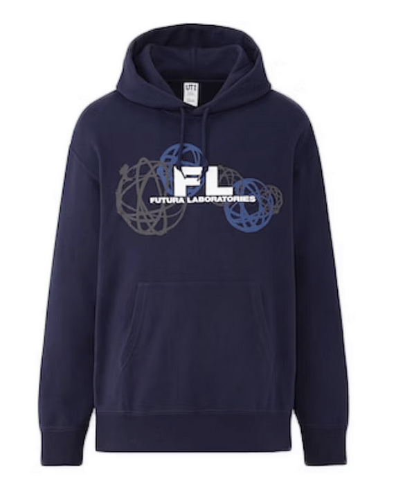 Futura Size Small - Futura Laboratories x Uniqlo Hoody Navy Blue - Size US S / EU 44-46 / 1 - 1 Thumbnail