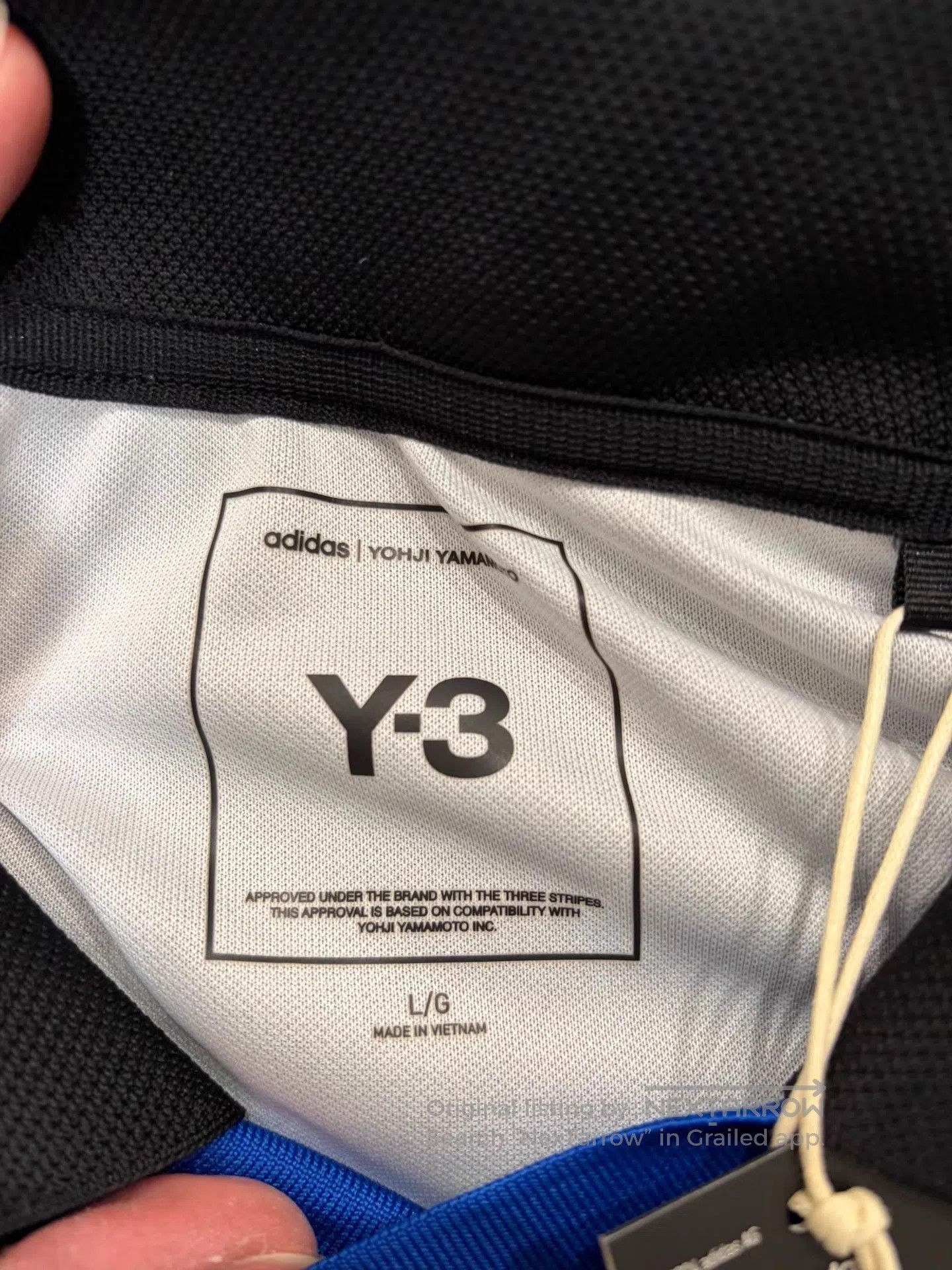 Y-3 Black Long Sleeve Jersey with Blue Swirl Patterns. Size US L / EU 52-54 / 3 - 7 Thumbnail