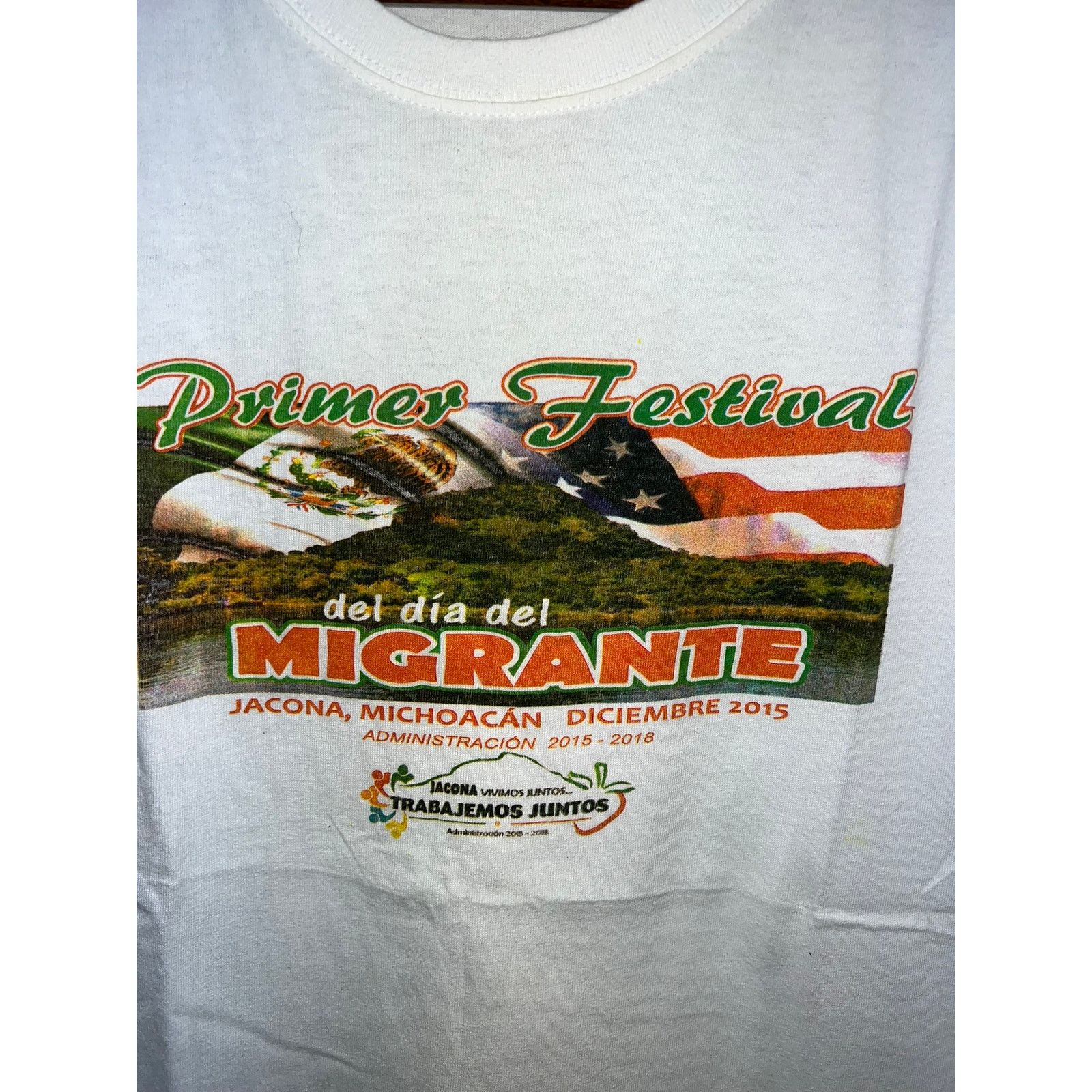 Vintage Primer Festival Shirt Del Dia Del Migrante White Tee Medium Size US M / EU 48-50 / 2 - 2 Thumbnail