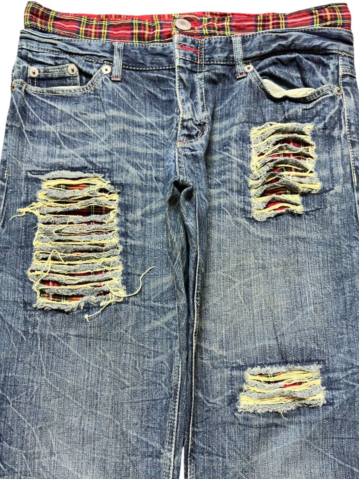 Hysteric Glamour Vintage Japanese Brand Double Waist Ripped Distressed Denim Size US 33 - 2 Thumbnail