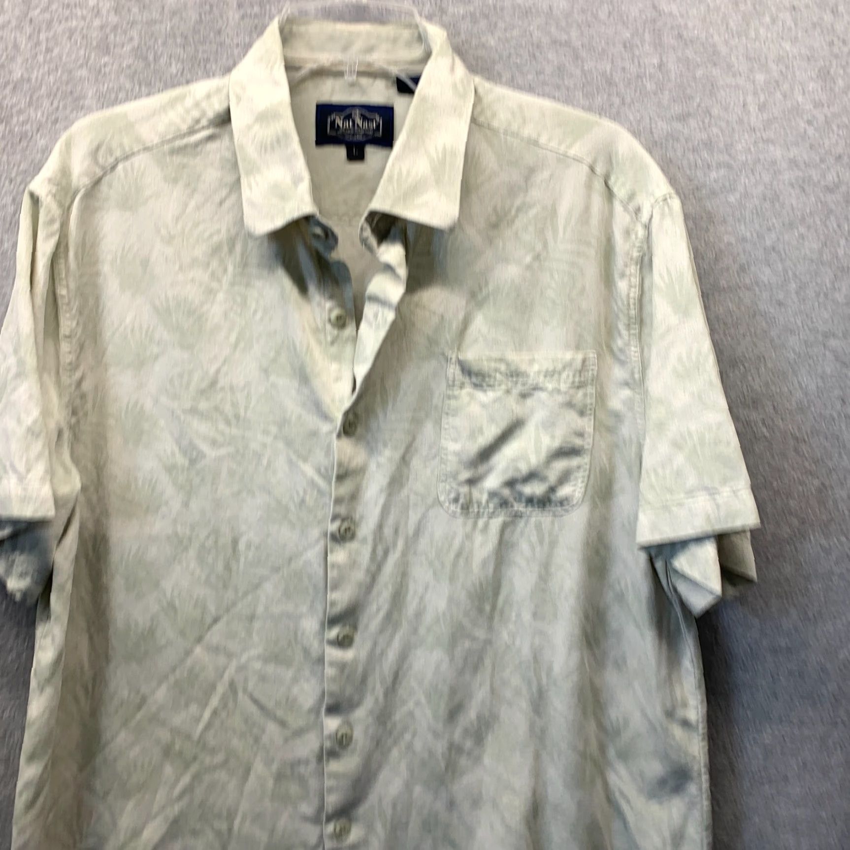 Nat Nast Nat Nast Shirt Adult Large Green White Floral Mens Silk Cotton 90s Hawaiian Shirt Size US L / EU 52-54 / 3 - 2 Thumbnail