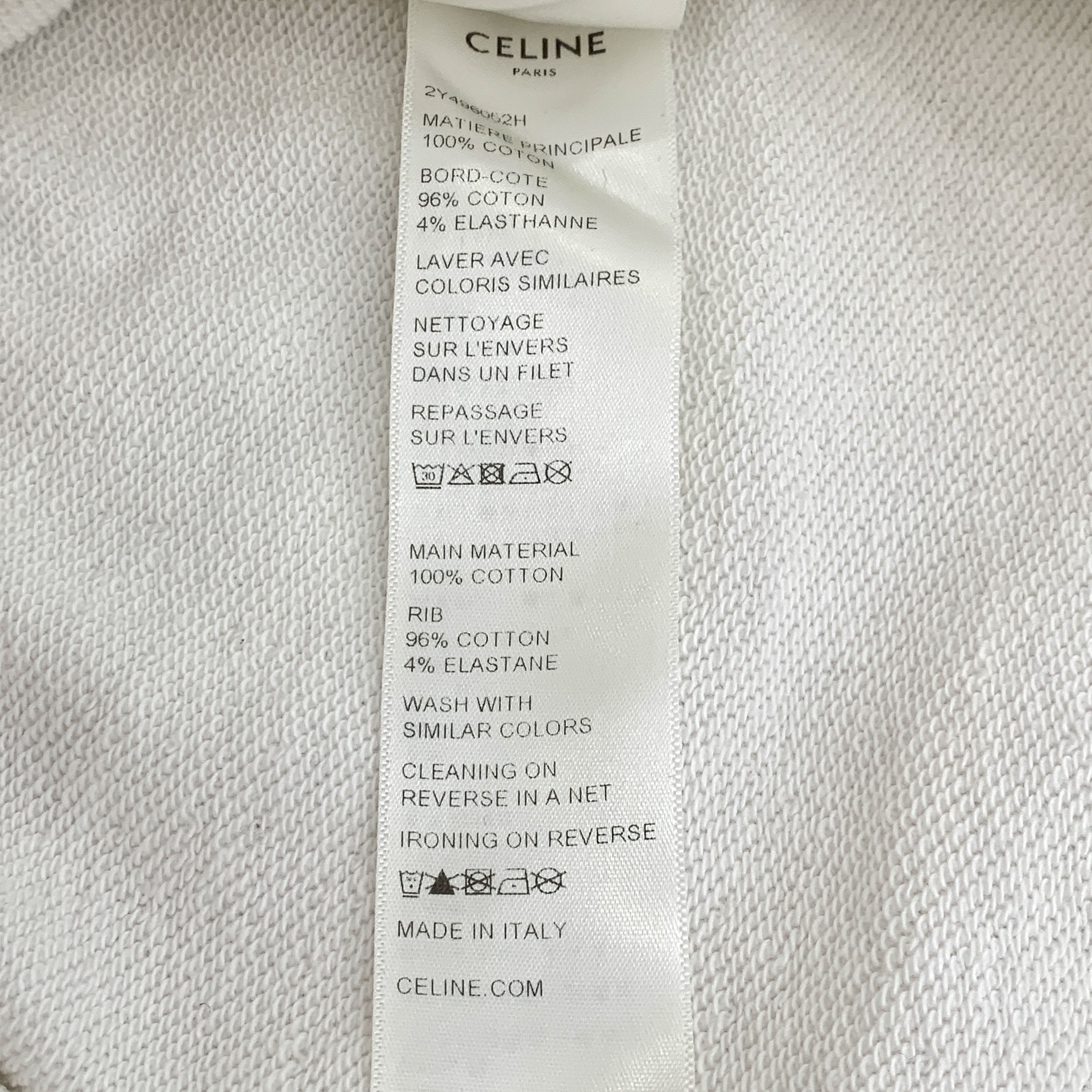 Celine Celine White Logo Print Cotton Zip-Up Hoodie (Size L) Size US L / EU 52-54 / 3 - 3 Thumbnail