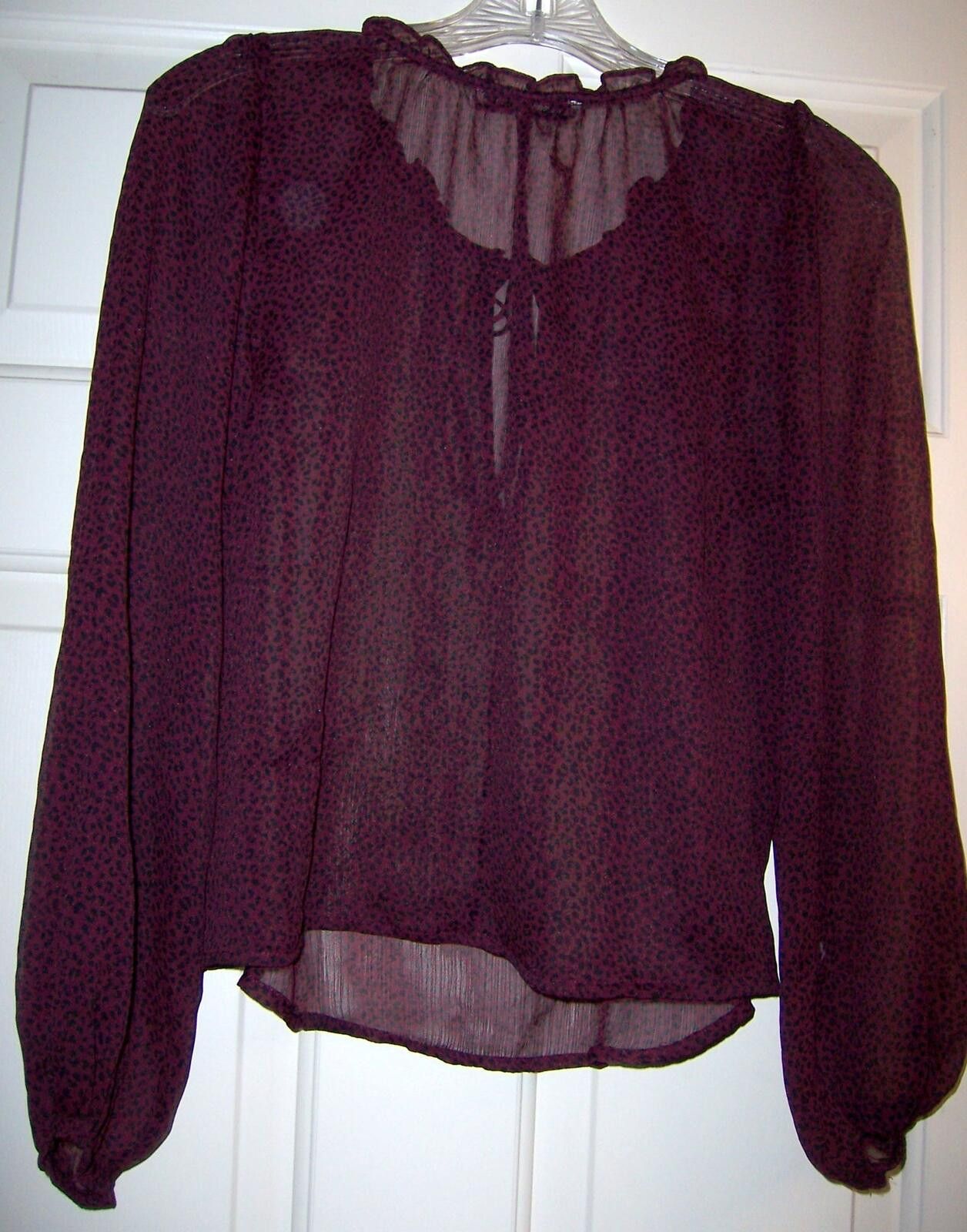 Abercrombie & Fitch Abercrombie & Fitch Maroon Leopard Sheer Chiffon Blouse - S Size S / US 4 / IT 40 - 4 Thumbnail