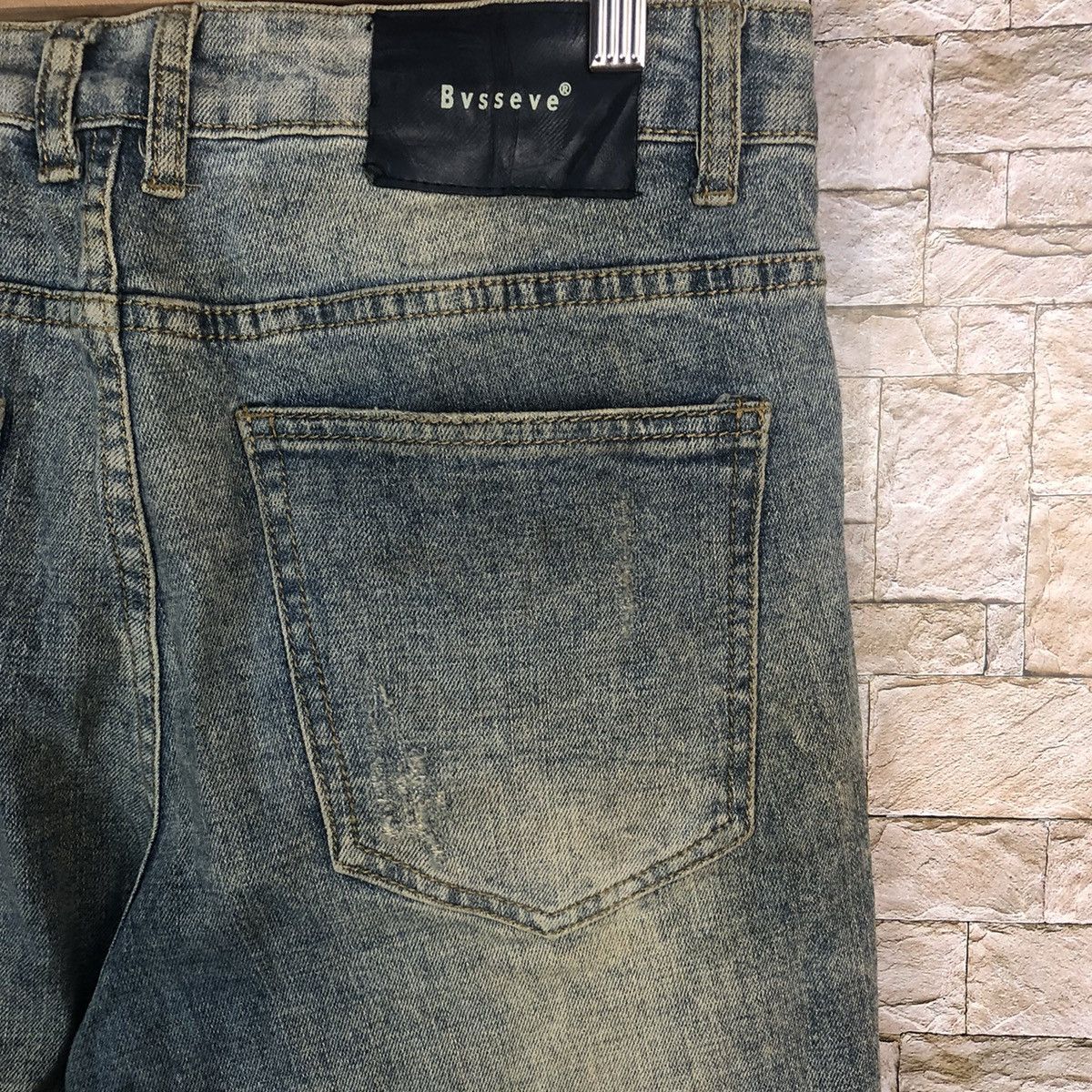 Japanese Brand Bvsseve Blue Distressed ripped jogger Denim Pants #A43 Size US 32 / EU 48 - 20 Thumbnail