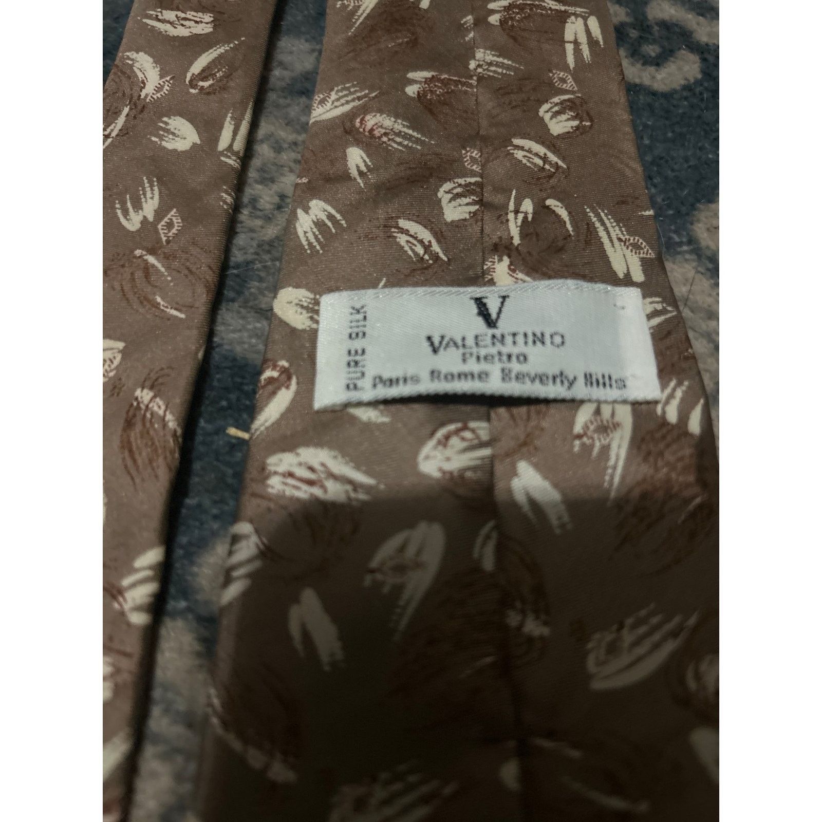 Valentino Valentino Pietro Paris Rome Brown Abstract Silk Necktie Size ONE SIZE - 2 Thumbnail