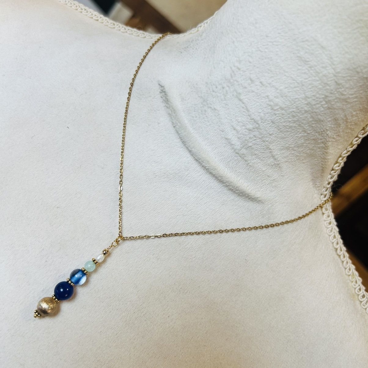 Handmade Handcrafted vintage bead drop pendant on chain necklace Size ONE SIZE - 2 Thumbnail