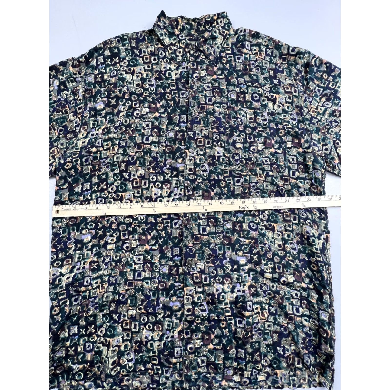Vintage Robert Stock Shirt Mens XL Green Geometric Rayon Button Up Short Sleeve Casual Size US XL / EU 56 / 4 - 4 Thumbnail