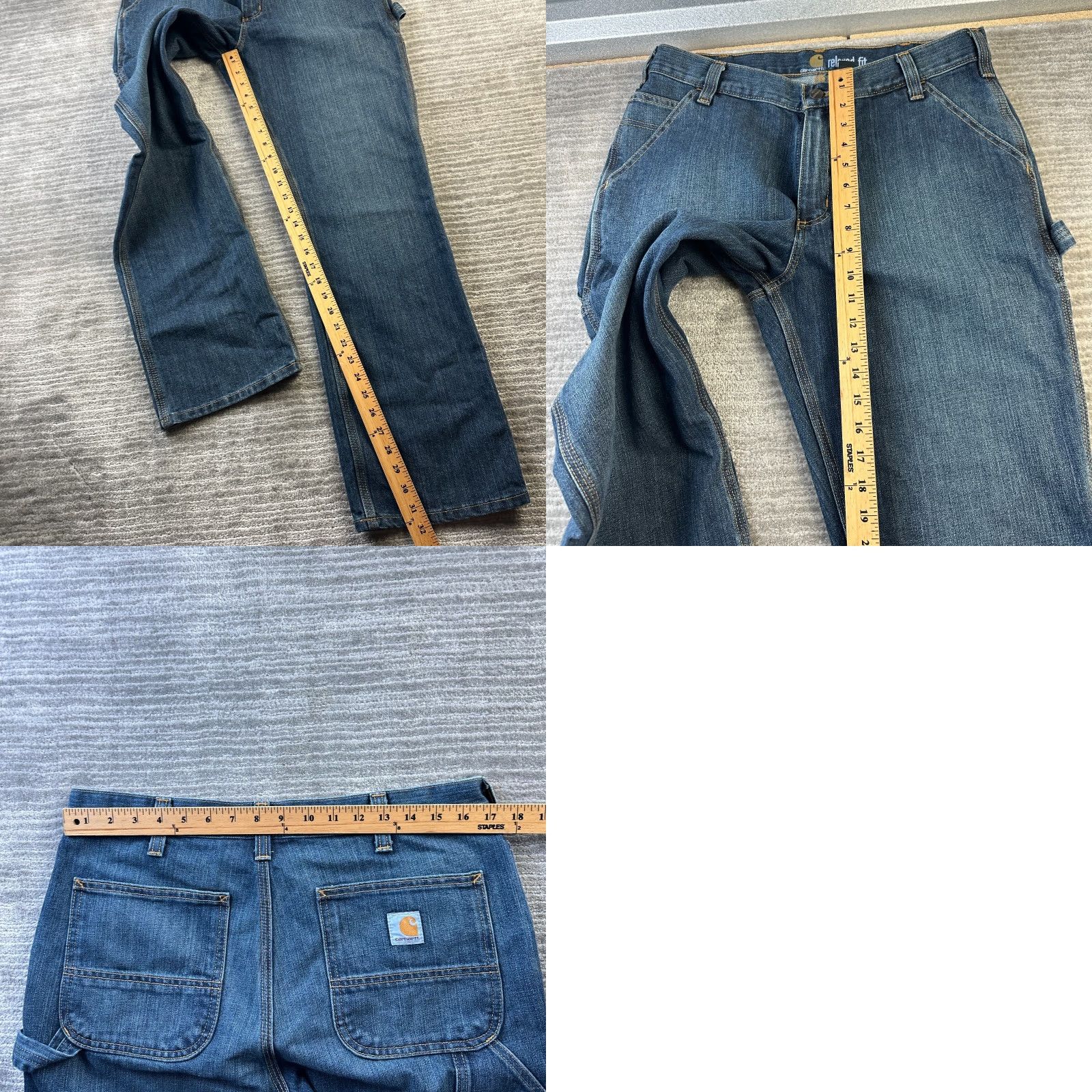 Carhartt Carhartt Jeans Mens 34x32 Blue Denim Relaxed Straight 5-Pocket 34 32 Cotton Blend Workwear Pants Size US 34 / EU 50 - 8 Thumbnail