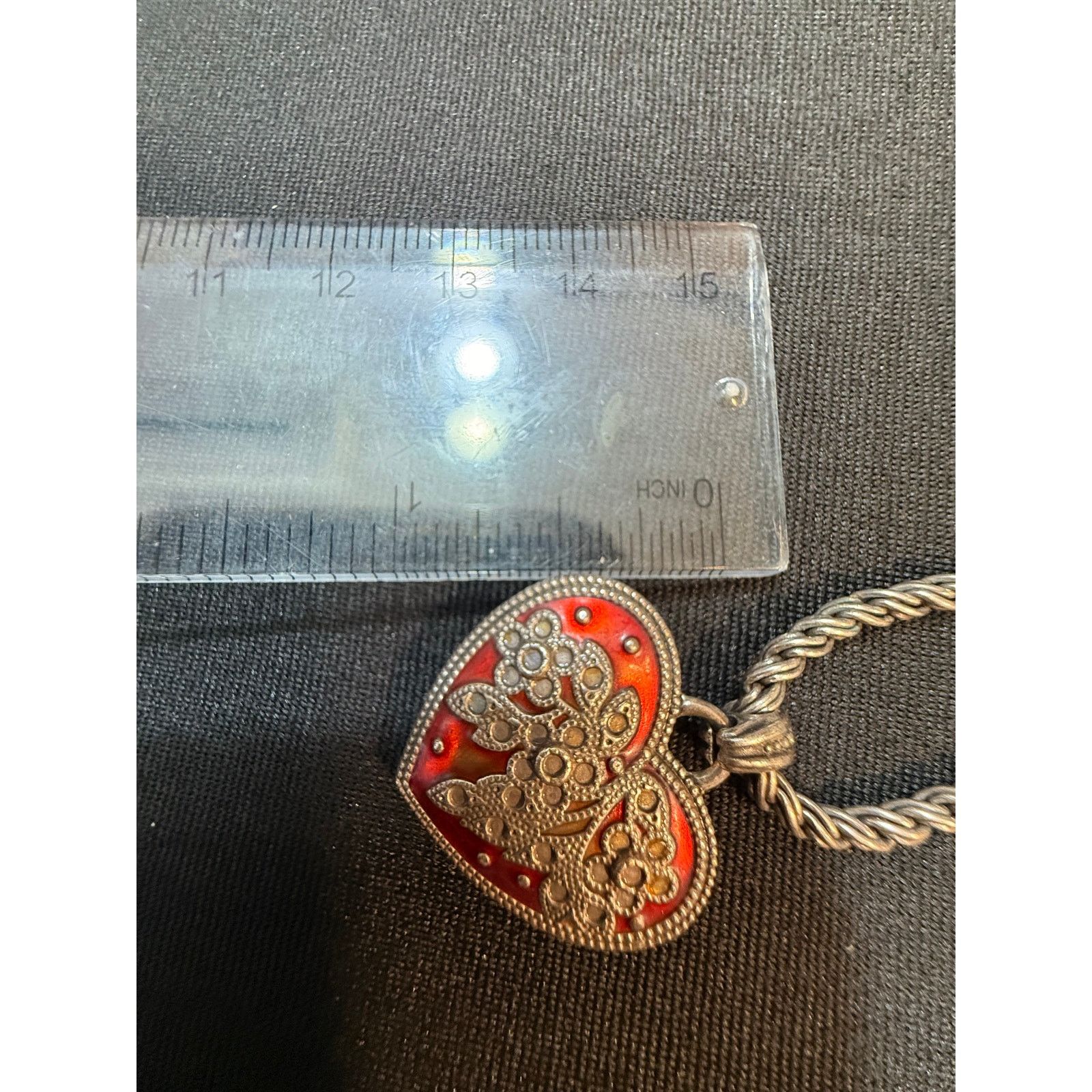 Brighton Vintage Brighton Red Enamel Heart Necklace Silver Tone Size ONE SIZE - 2 Thumbnail