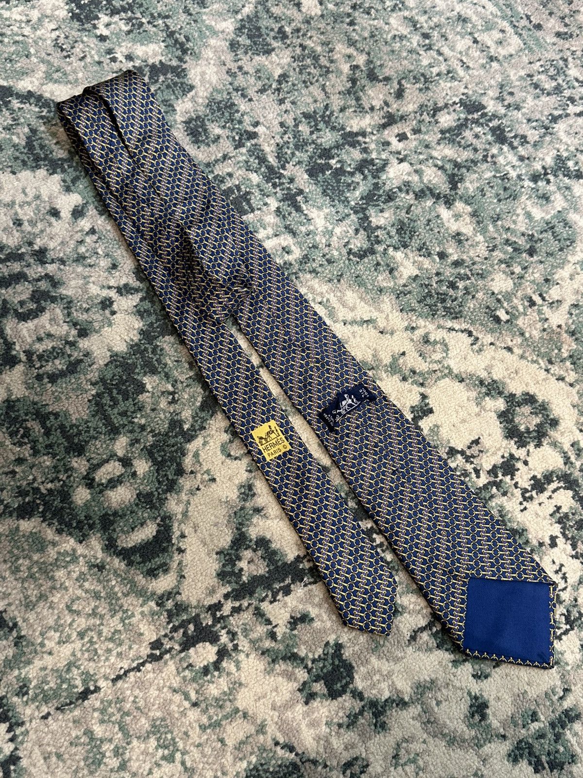 Hermes Hermes Paris Chain Pattern 100% Silk Tie (7200 UA) Size ONE SIZE - 2 Thumbnail