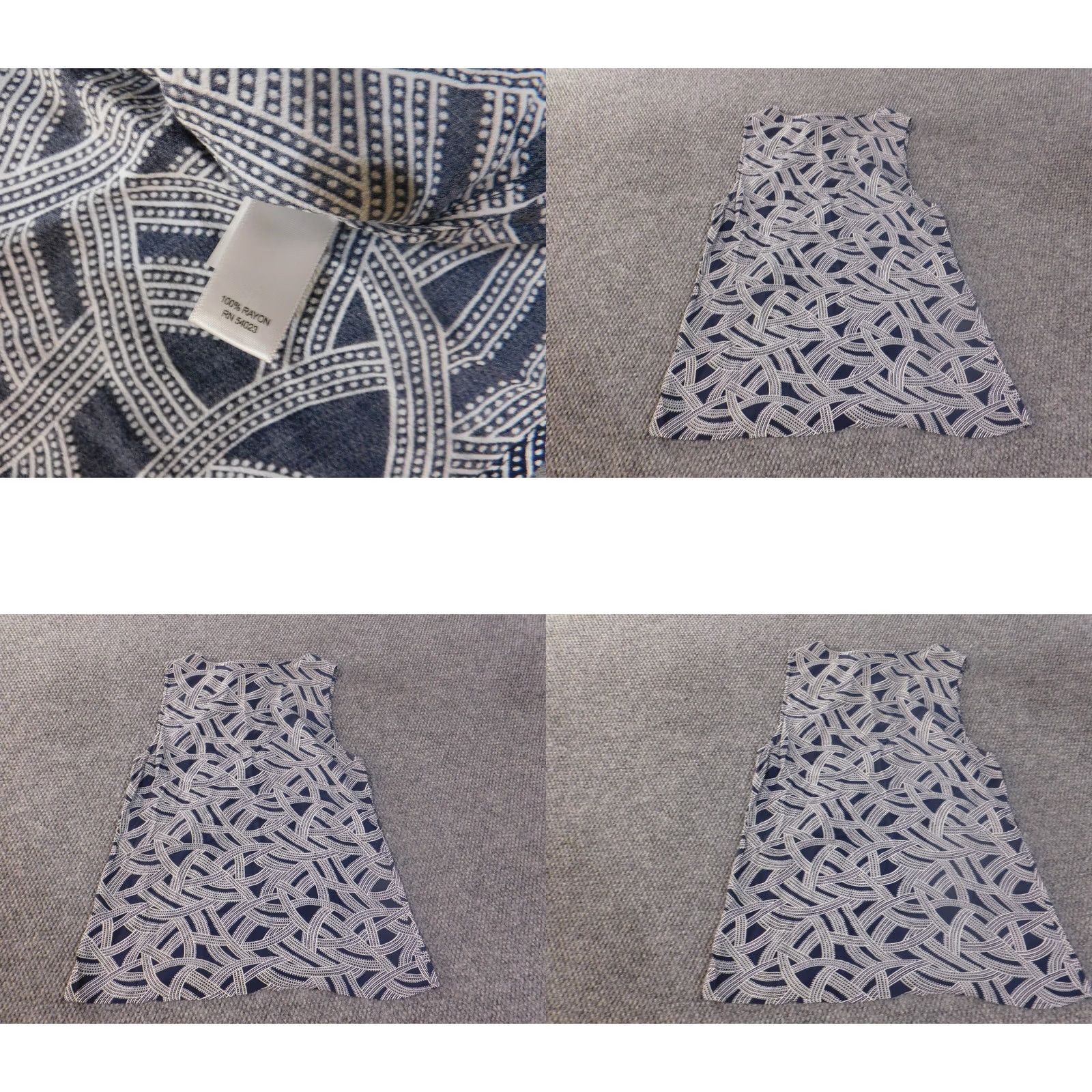 Banana Republic Banana Republic Blouse Shirt Womens M Blue Geometric Rayon Sleeveless Round Neck Pullover Casual Regular Stretch Classic Vintage: No Size M / US 6-8 / IT 42-44 - 8 Thumbnail
