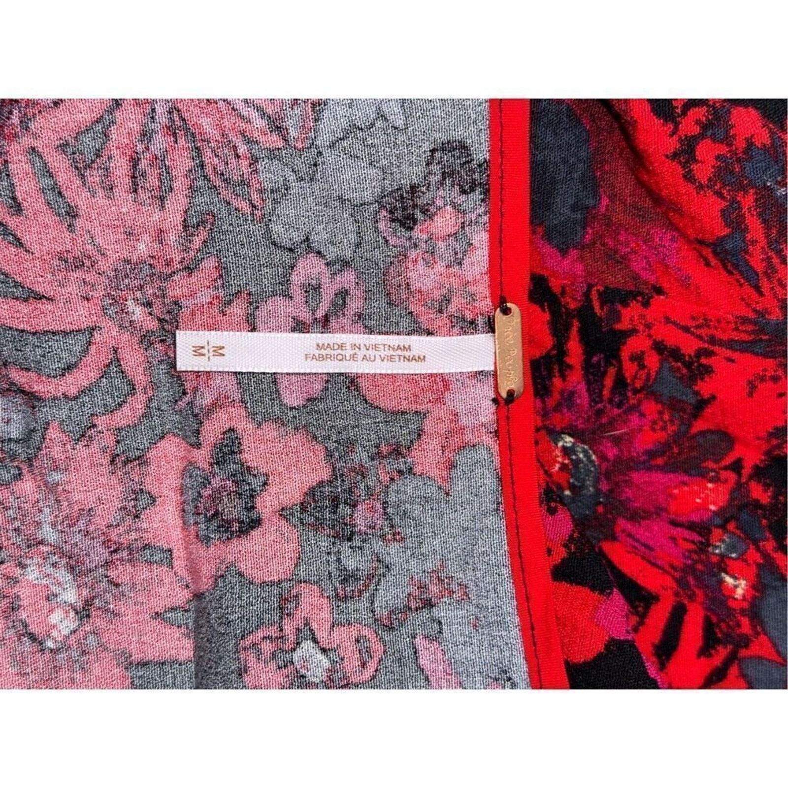 Free People Free People Red Floral Tie Front Cardigan | Sz M, NWT Size M / US 6-8 / IT 42-44 - 8 Thumbnail