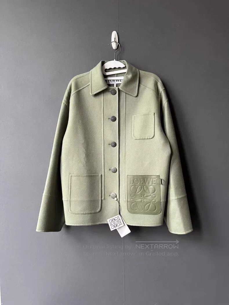 Loewe Loewe Matcha green leather tag wool jacket Size XS / US 0-2 / IT 36-38 - 1 Thumbnail