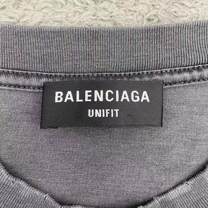 Balenciaga Balenciaga Washed Grey Destruction Slogan Short Sleeve Size US S / EU 44-46 / 1 - 3 Thumbnail