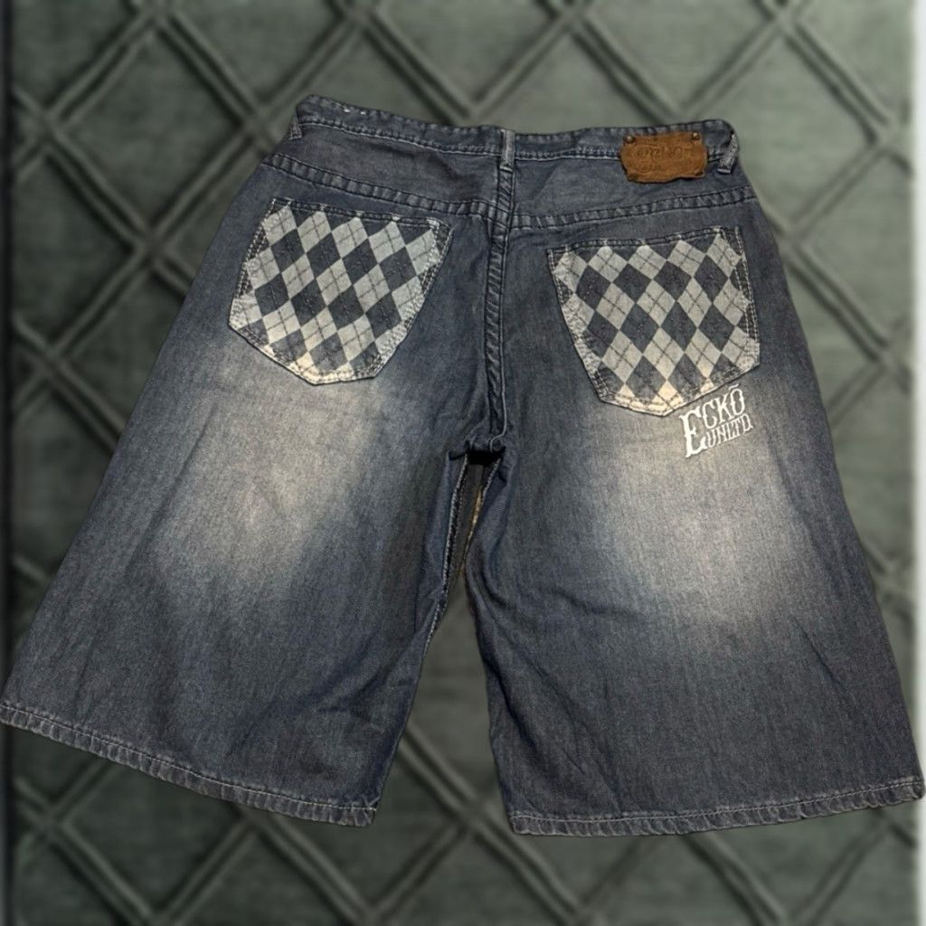 Ecko Unltd. VINTAGE Ecko Unltd. Bermuda Denim Shorts 36 Men Blue Checkered Pocket Jeans Baggy Size US 36 / EU 52 - 1 Thumbnail