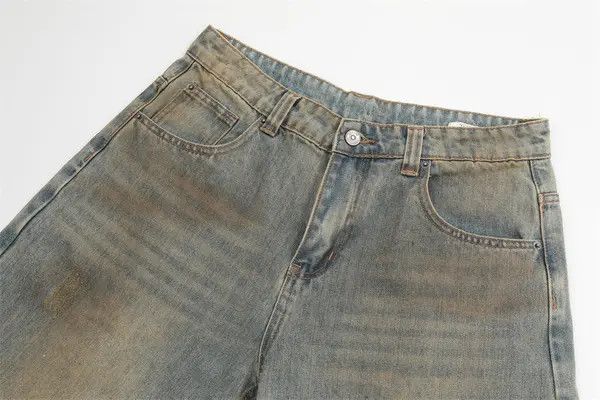 VIBE Men's punk trend loose straight washed distressed jeans Size US 32 / EU 48 - 8 Thumbnail