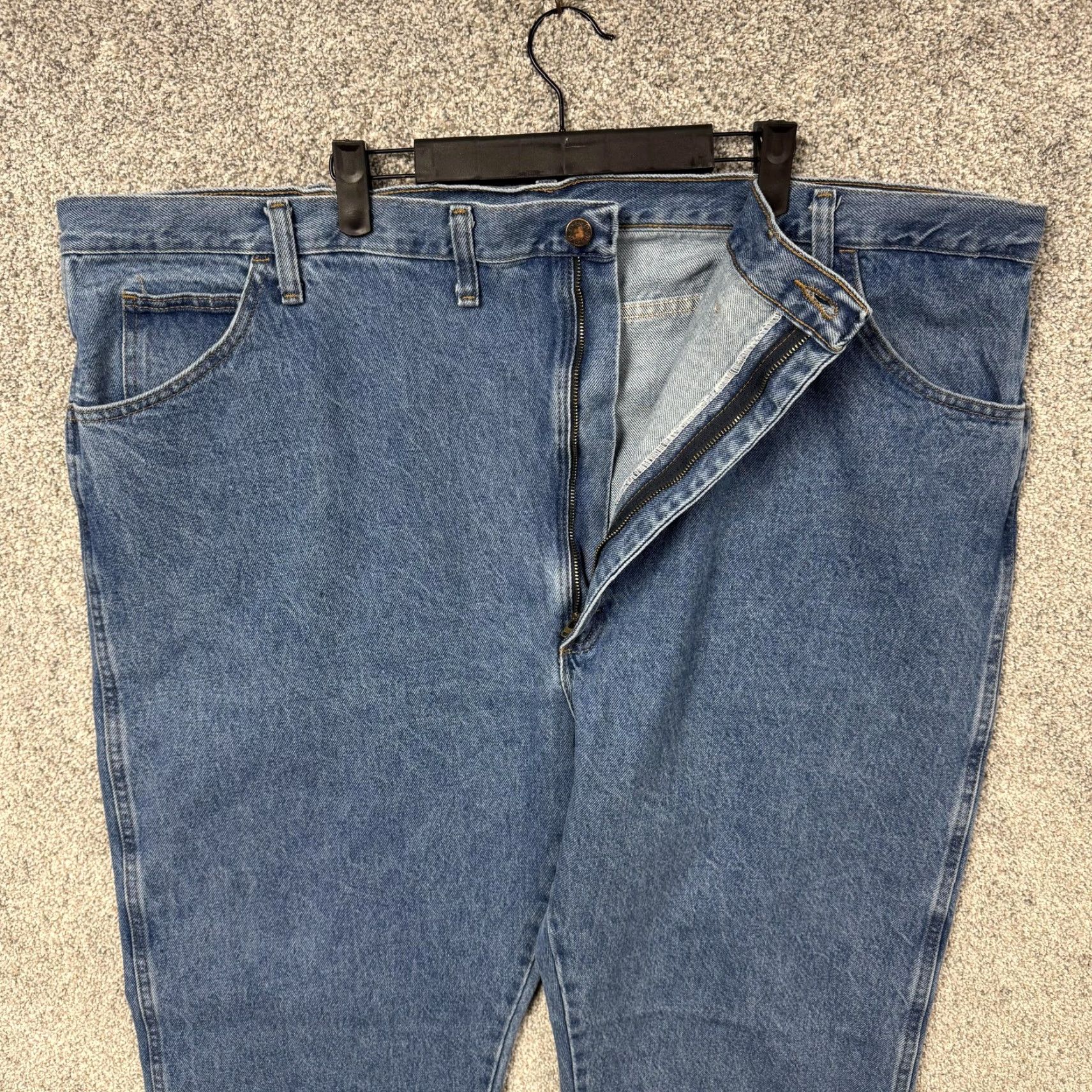 Denime Rustler Classic Jeans 50x30 Regular Fit Straight Leg Denim Workwear Comfort Mens Big & Tall Blue Cotton Denim Pockets Zip Front Size US 34 / EU 50 - 6 Thumbnail