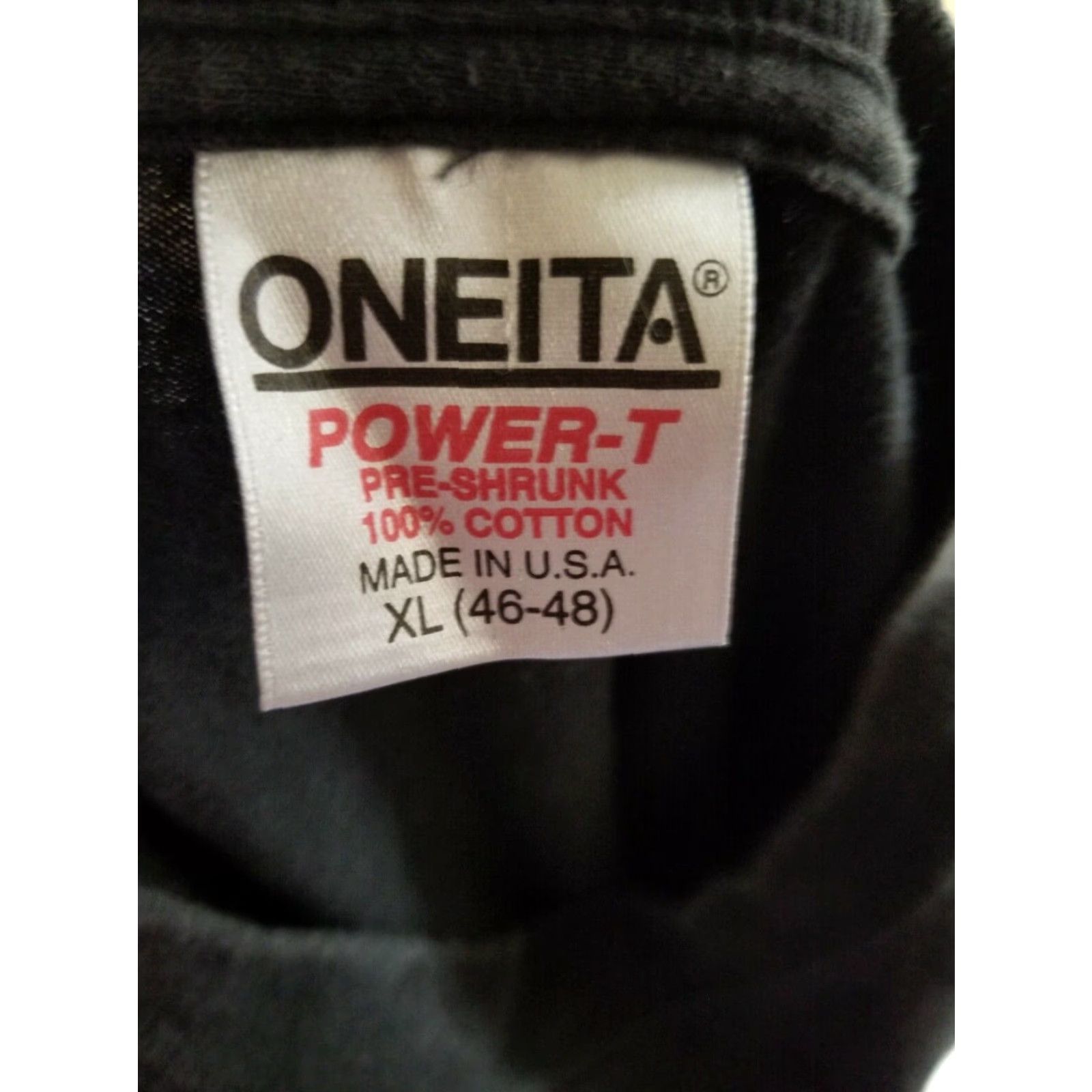 Vintage VINTAGE Oneita Graphic T-Shirt Mens XL Black Grey Wolf Southwestern Print Short Sleeve Crew Neck 80s American Biker Mens Size US XL / EU 56 / 4 - 5 Thumbnail