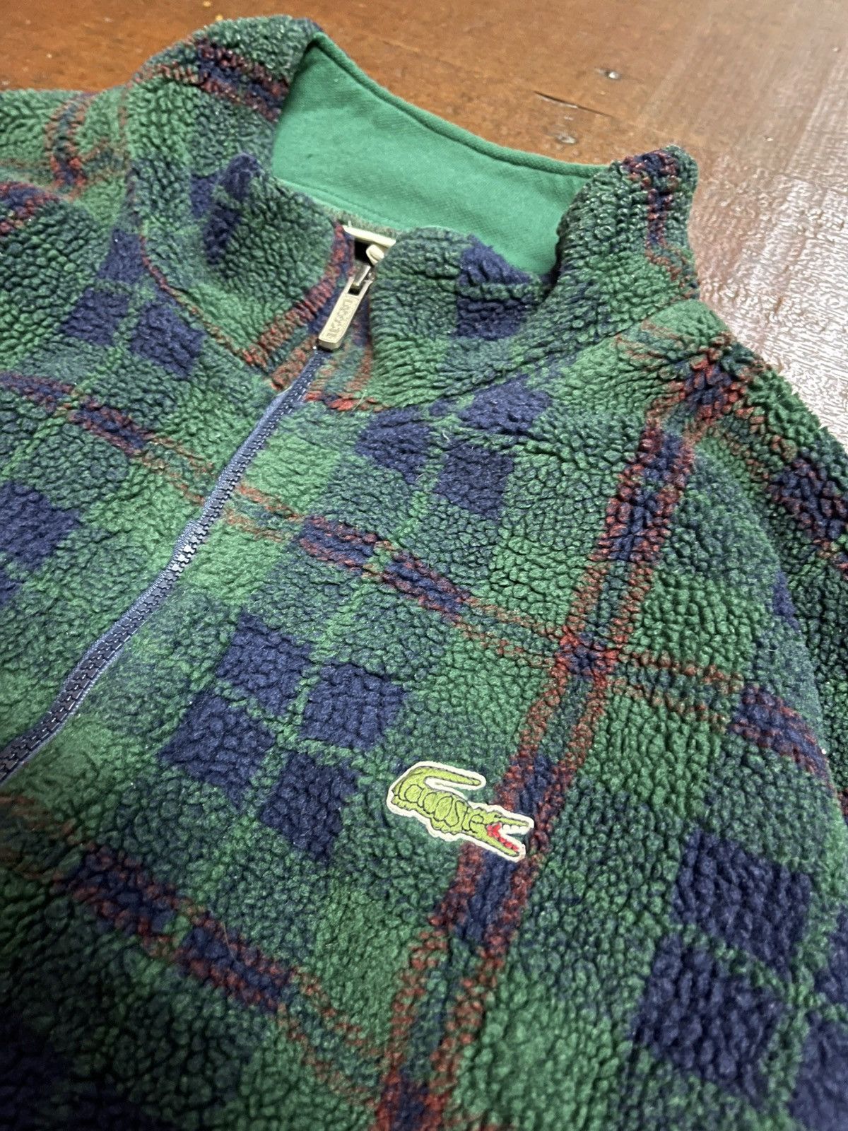 Lacoste × Vintage Vintage Lacoste Sherpa fleece Plaid Jacket Size US L / EU 52-54 / 3 - 4 Thumbnail