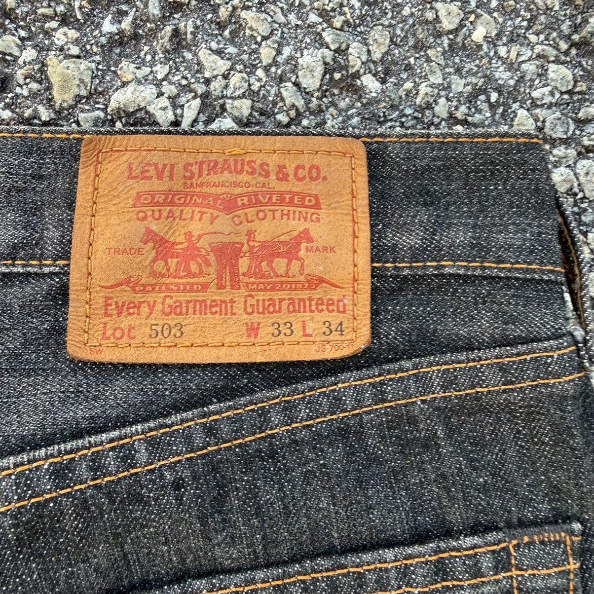 Levi's Vintage Clothing VINTAGE Y2K LEVI'S 503 BLACK DENIM JEAN PANTS Size US 33 - 13 Thumbnail