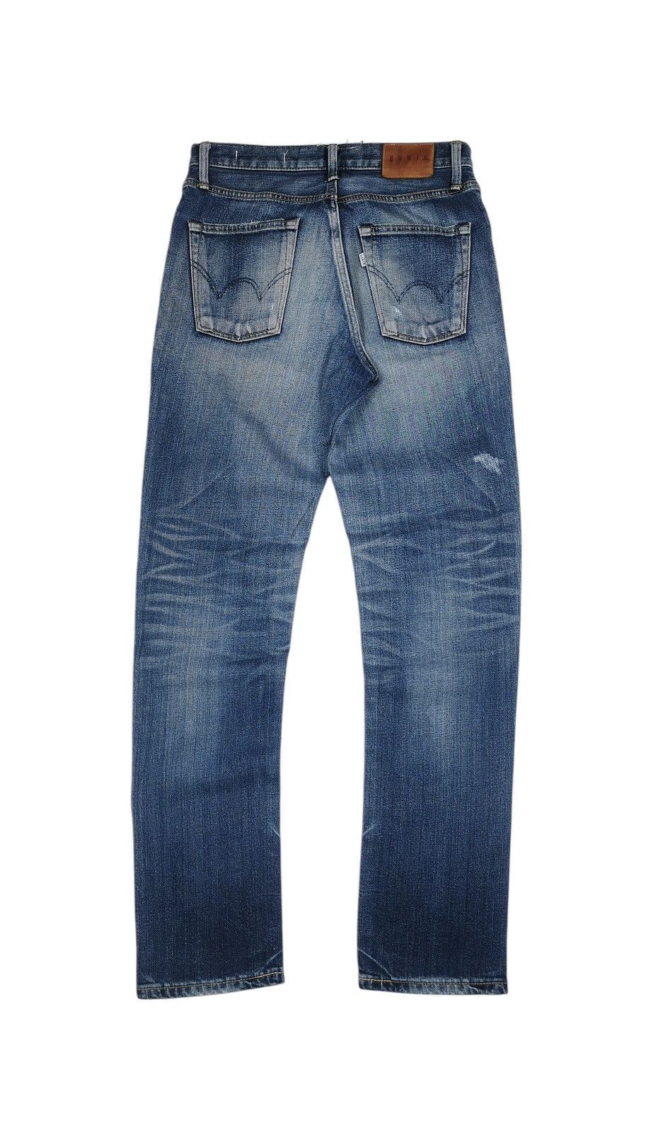 Japanese Brand Edwin Distressed Denim Jeans Slim Fit Vintage Wash Size US 29 - 3 Thumbnail