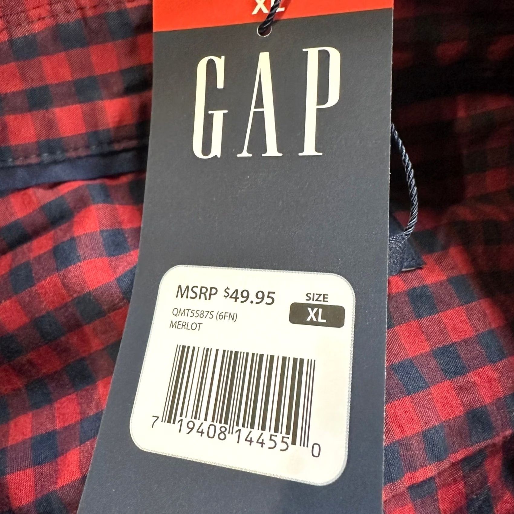 Gap Gap Adult Mens Button Up Shirt XL Red Blue Gingham Check Long Sleeve NEW Size US XL / EU 56 / 4 - 2 Thumbnail