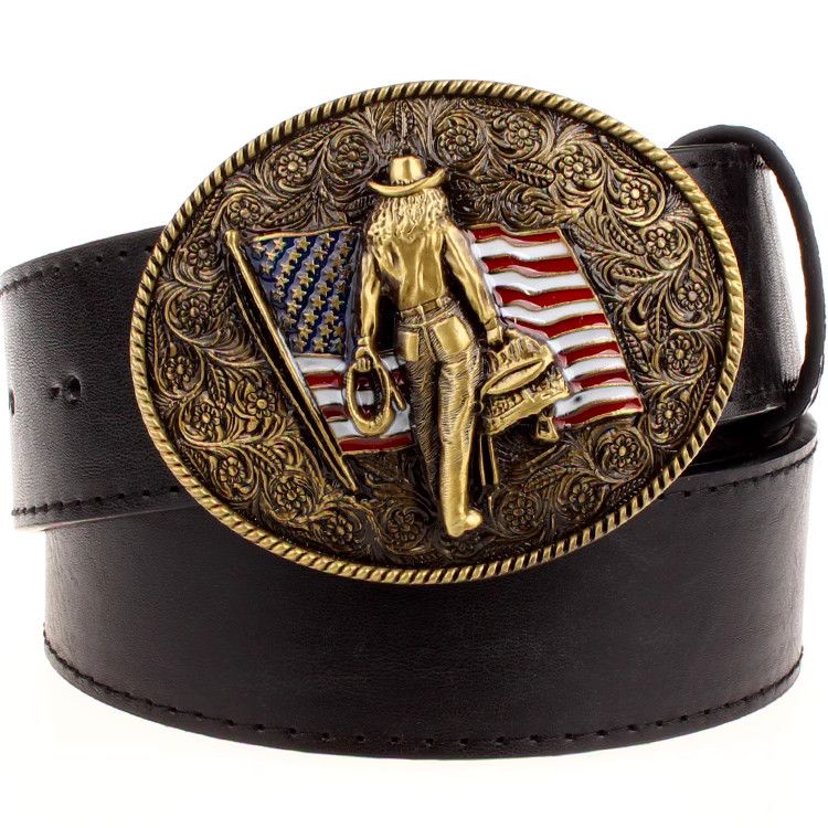Designer Dark Vintage Belt Riveted Belts Menswear Accessories Size ONE SIZE - 1 Thumbnail