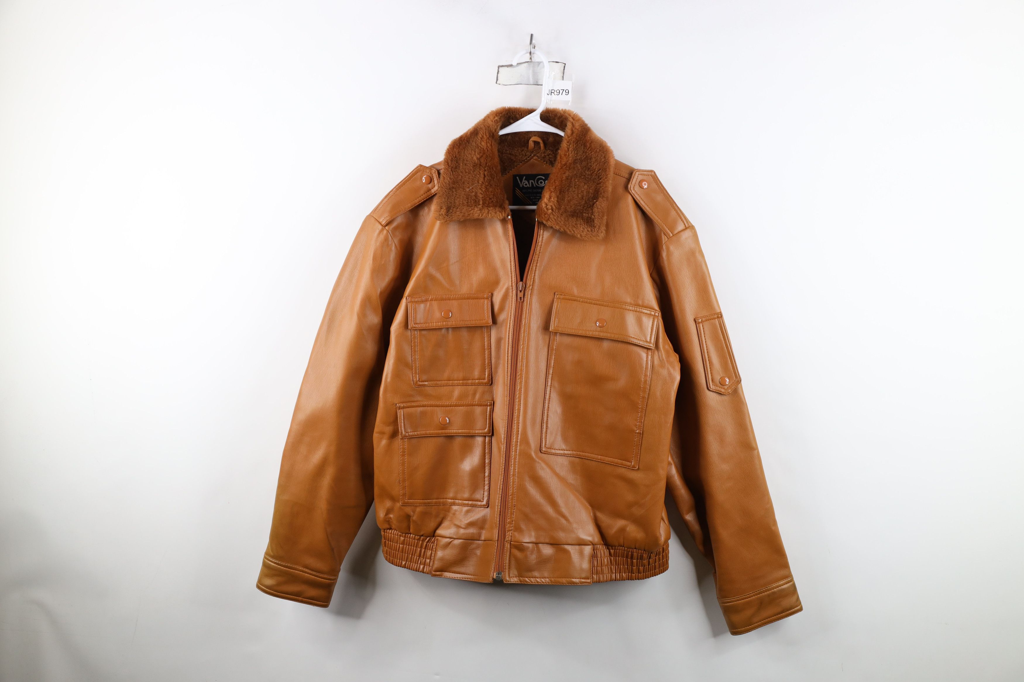 Vintage Vintage 70s Streetwear Faux Leather Flight Bomber Jacket Size US L / EU 52-54 / 3 - 1 Thumbnail