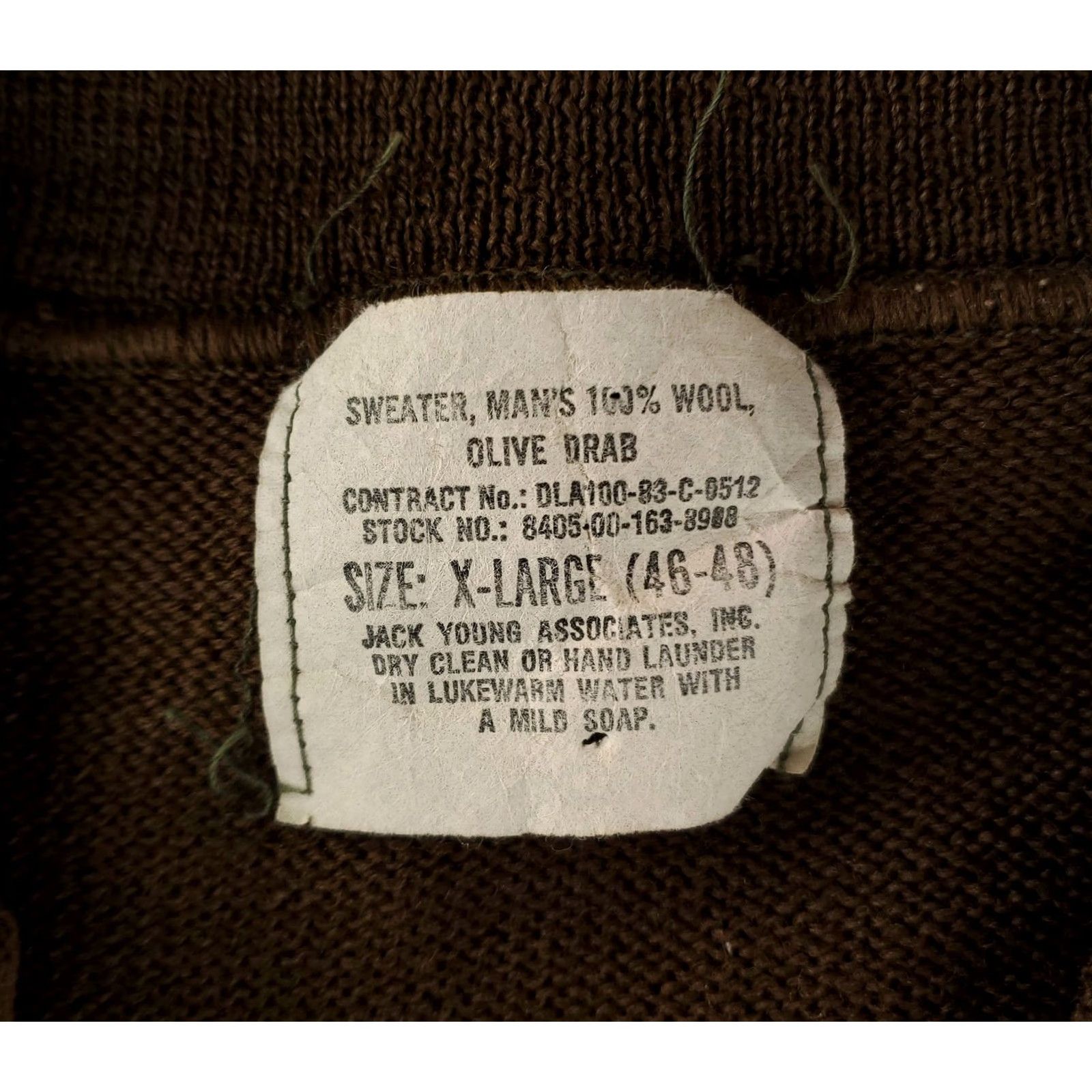 Olive VINTAGE US Army Henley Sweater 100% Wool 5 Button Olive Drab Mens XL 80s Size US XL / EU 56 / 4 - 2 Thumbnail
