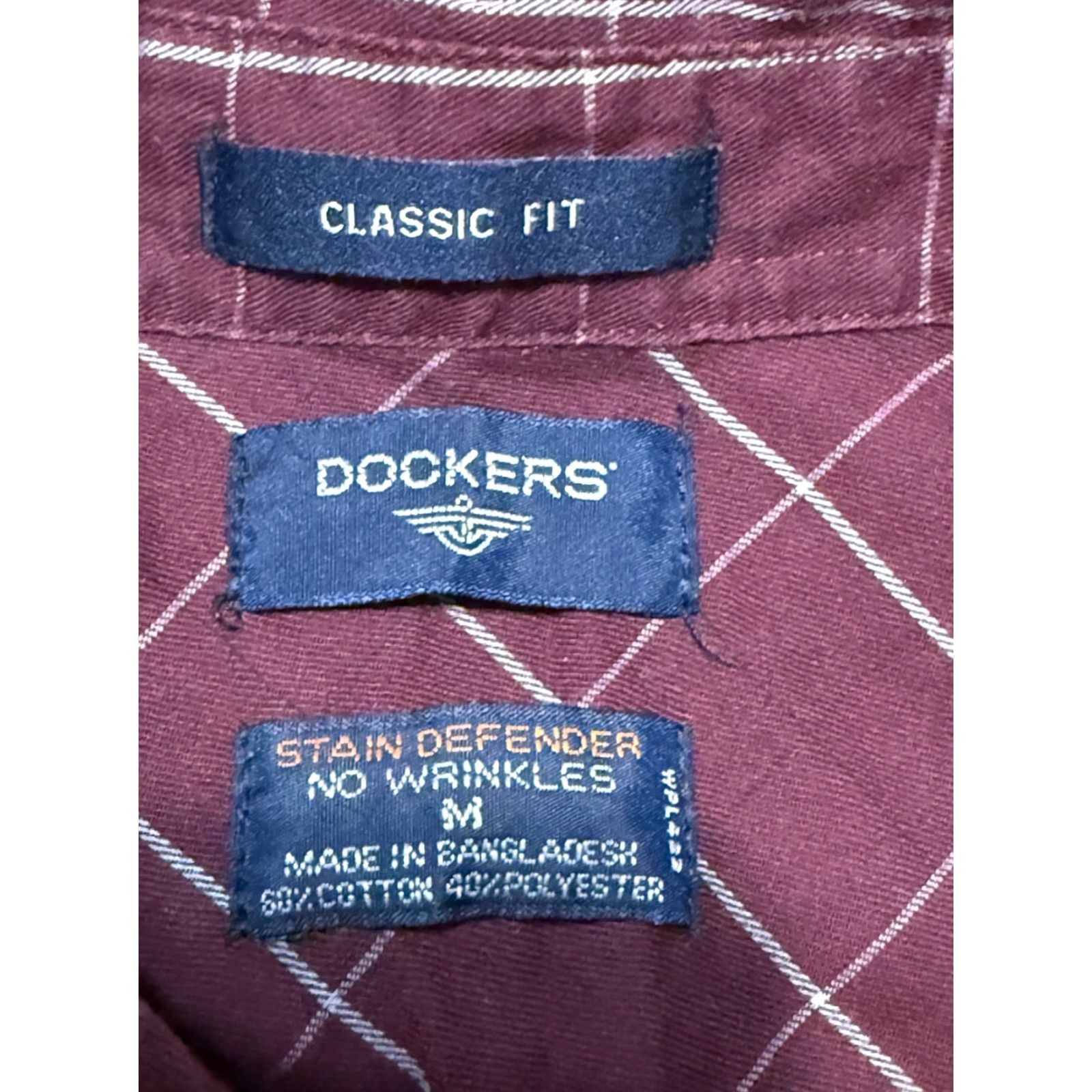 Dockers DOCKERS Shirt Men's Medium Red White Plaid Button Up Classic Fit No Wrinkles Size US M / EU 48-50 / 2 - 5 Thumbnail