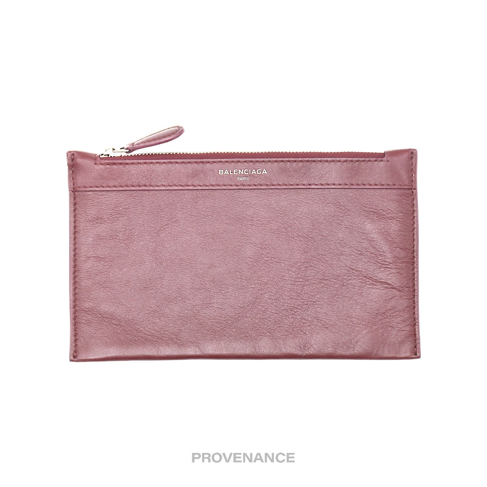 🔴 Balenciaga Zip Pouch Wallet Bordeaux Leather