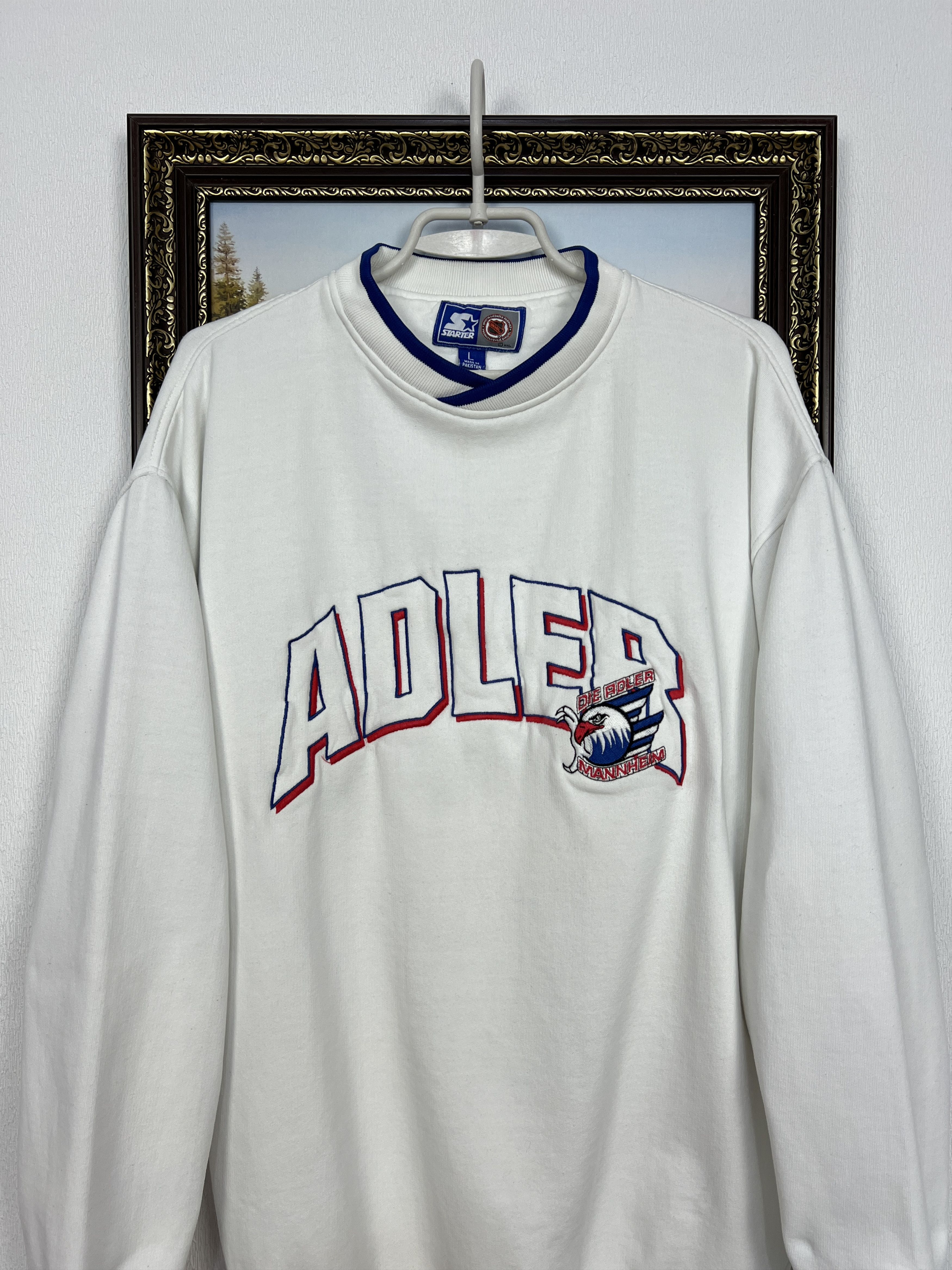 Starter Vintage 90's Starter Die Adler Mannheim NHL Sweatshirt Size US L / EU 52-54 / 3 - 2 Thumbnail